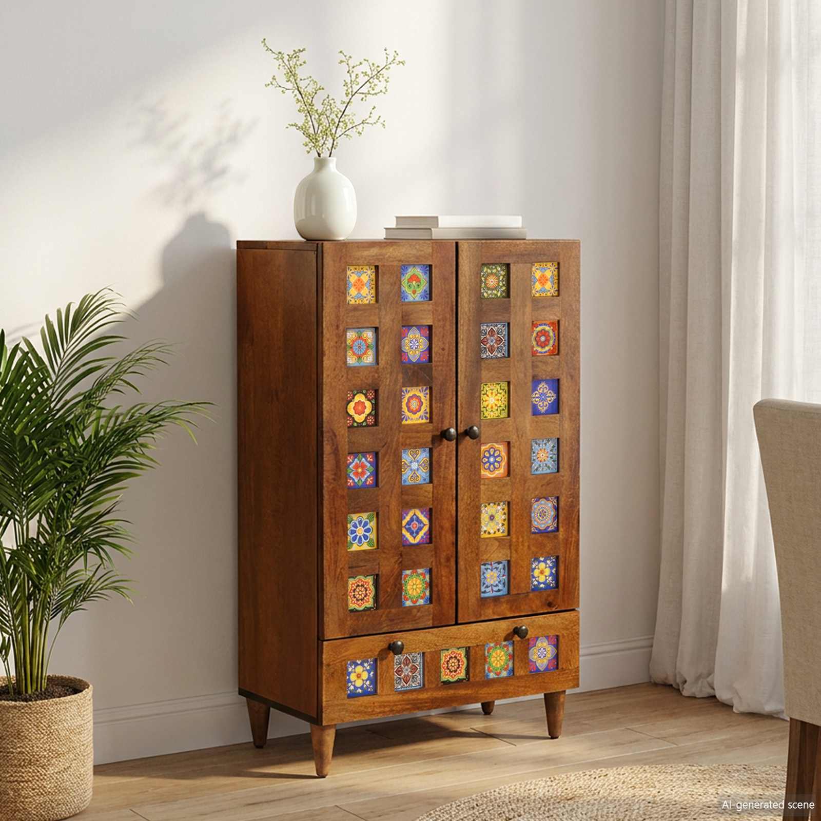 Haut Armoire Noyer 60 x 33,5 x 100 cm Bois de mangue massif