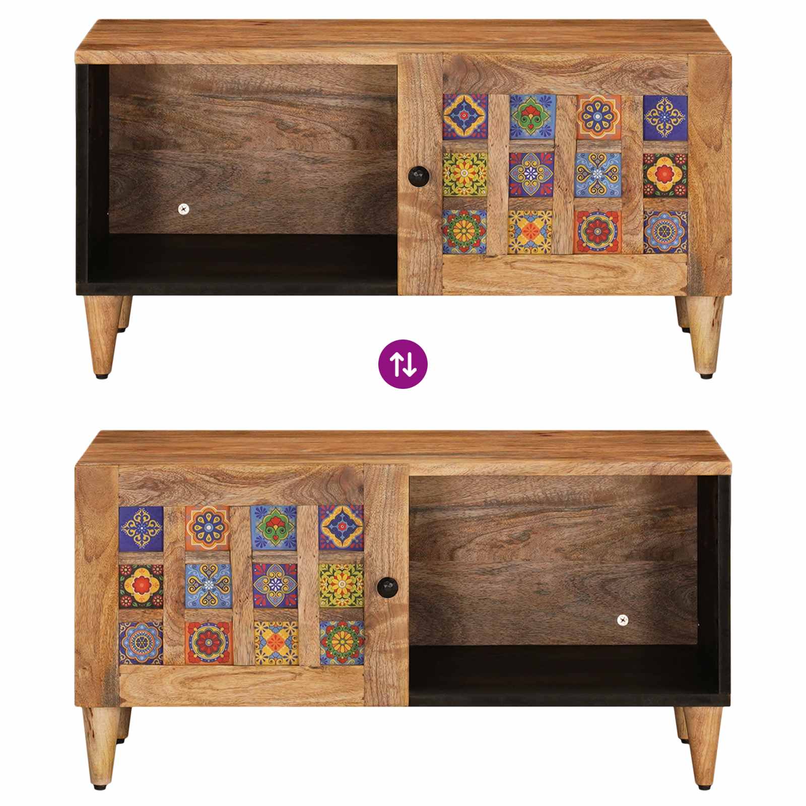 Table basse Naturel 80 x 50 x 40 cm Bois de mangue massif - XIOS
