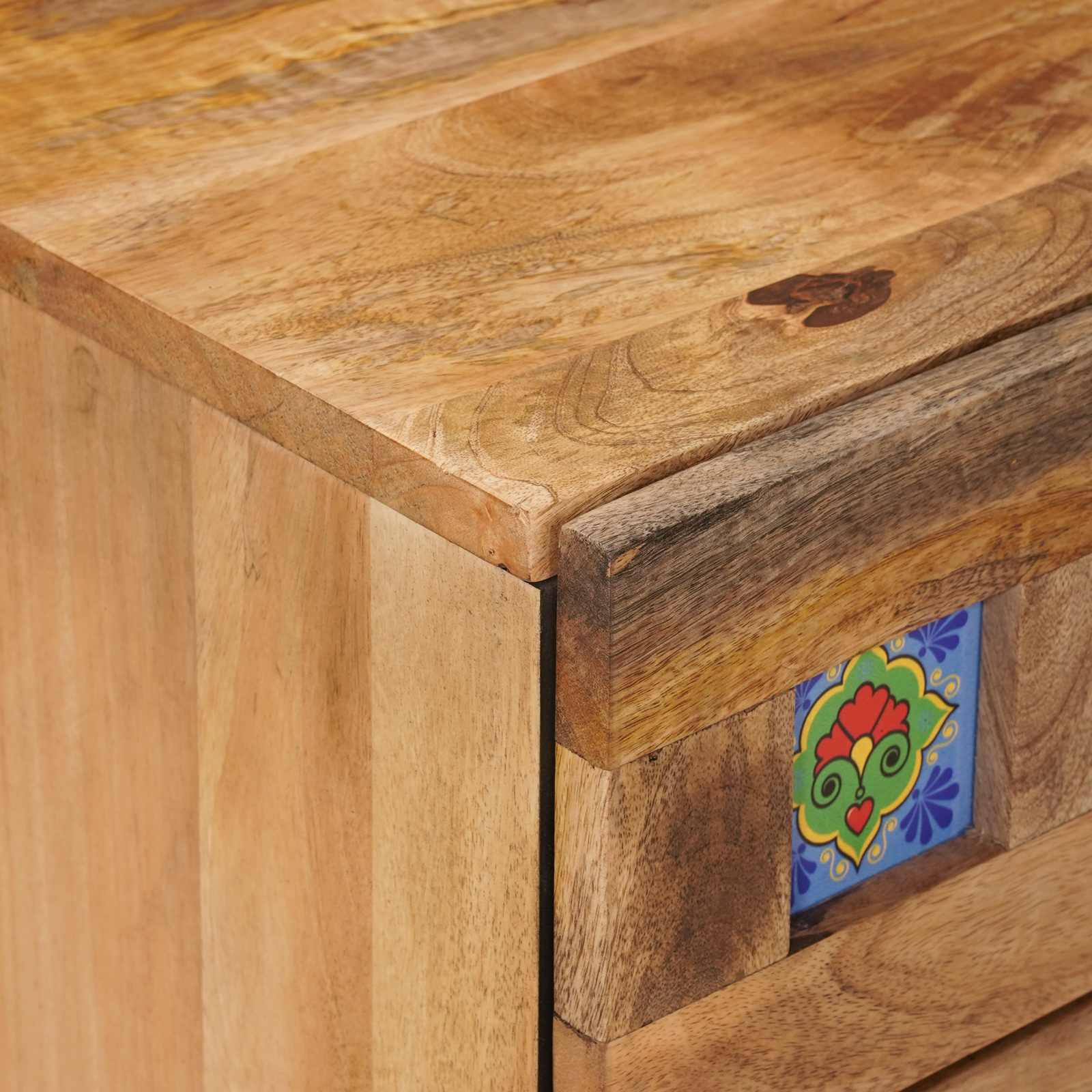 Cabinet de chevet Naturel 50 x 33 x 62 cm Bois de mangue massif - XIOS