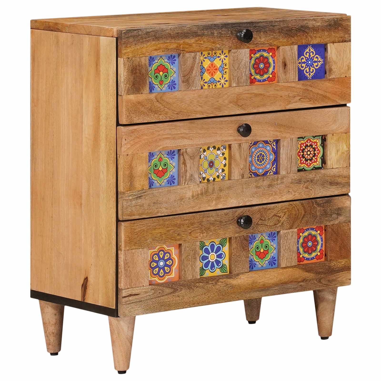 Cabinet de chevet Naturel 50 x 33 x 62 cm Bois de mangue massif - XIOS