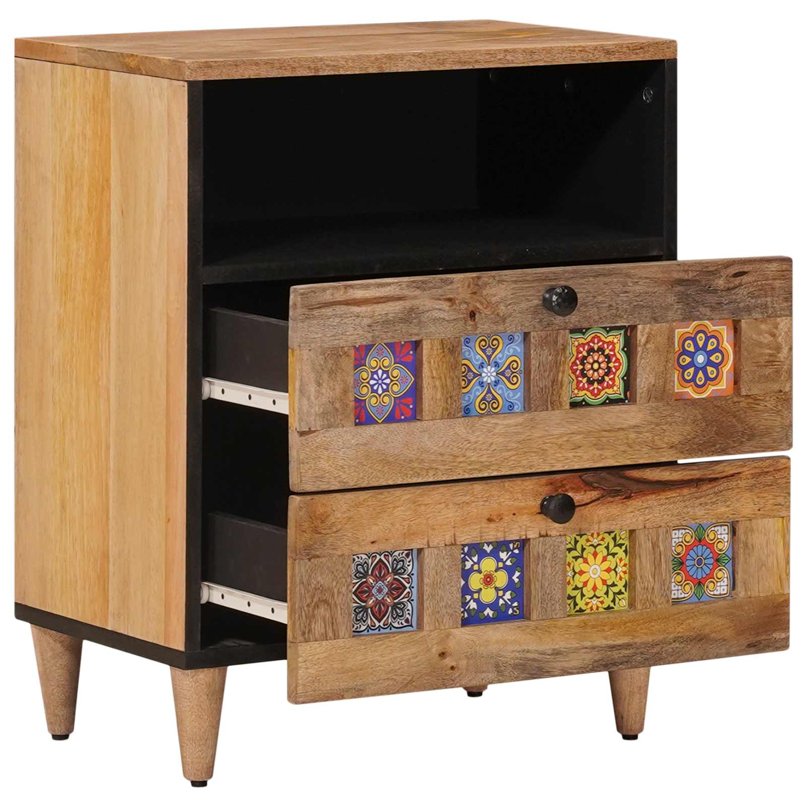 Cabinet de chevet Naturel 50 x 33 x 62 cm Bois de mangue massif - XIOS