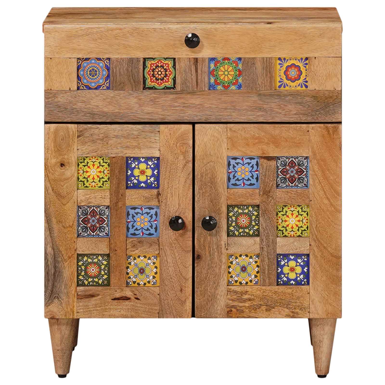 Cabinet de chevet Naturel 50 x 33 x 60 cm Bois de mangue massif - XIOS