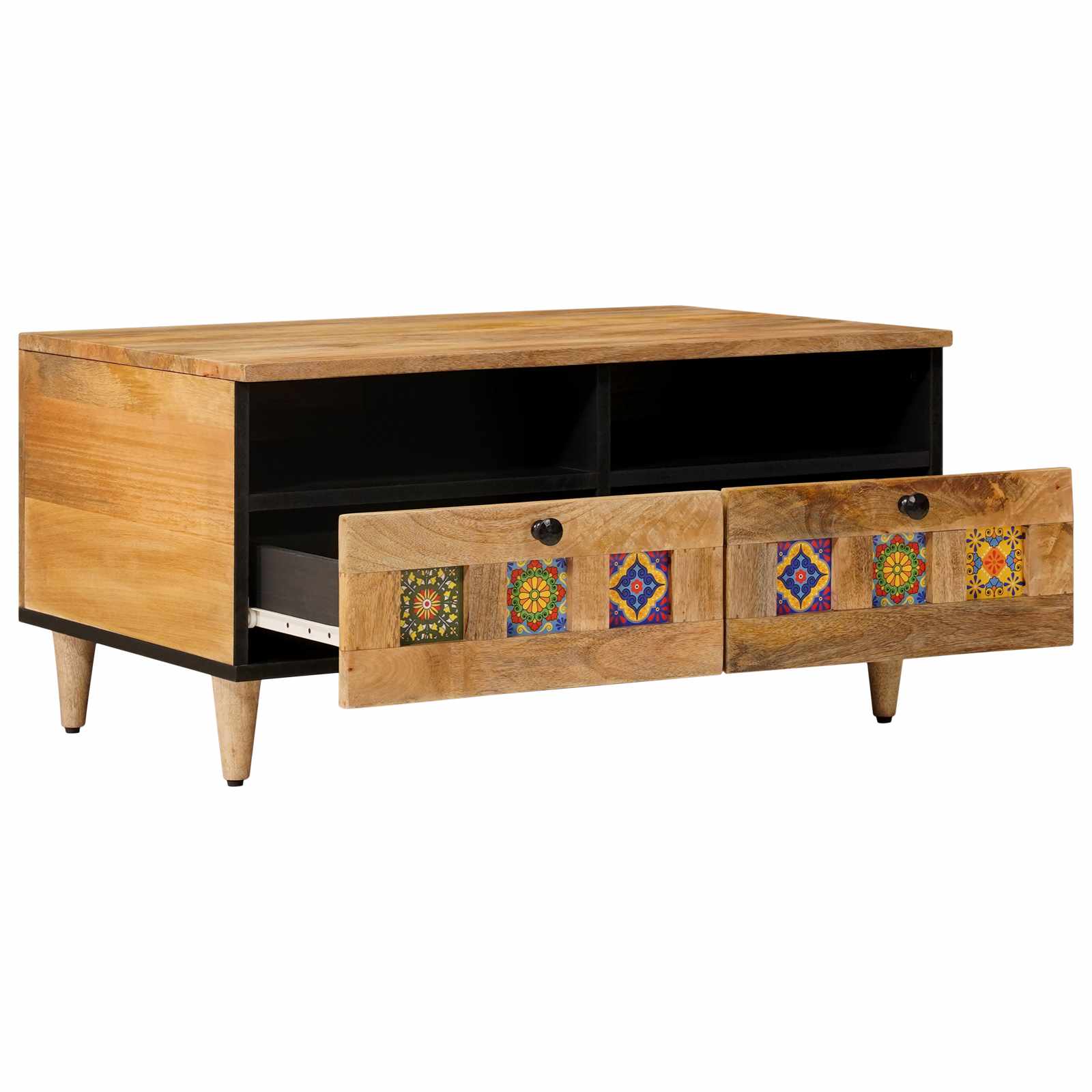 Table basse Naturel 80 x 54 x 40 cm Bois de mangue massif - XIOS