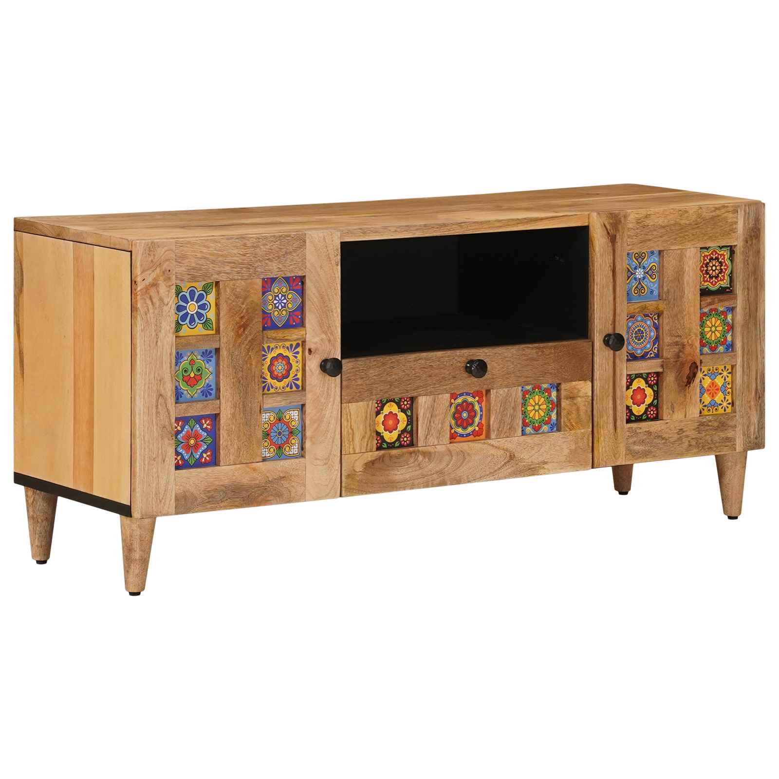 Meuble TV Naturel 105 x 33,5 x 46 cm Bois de mangue massif - XIOS