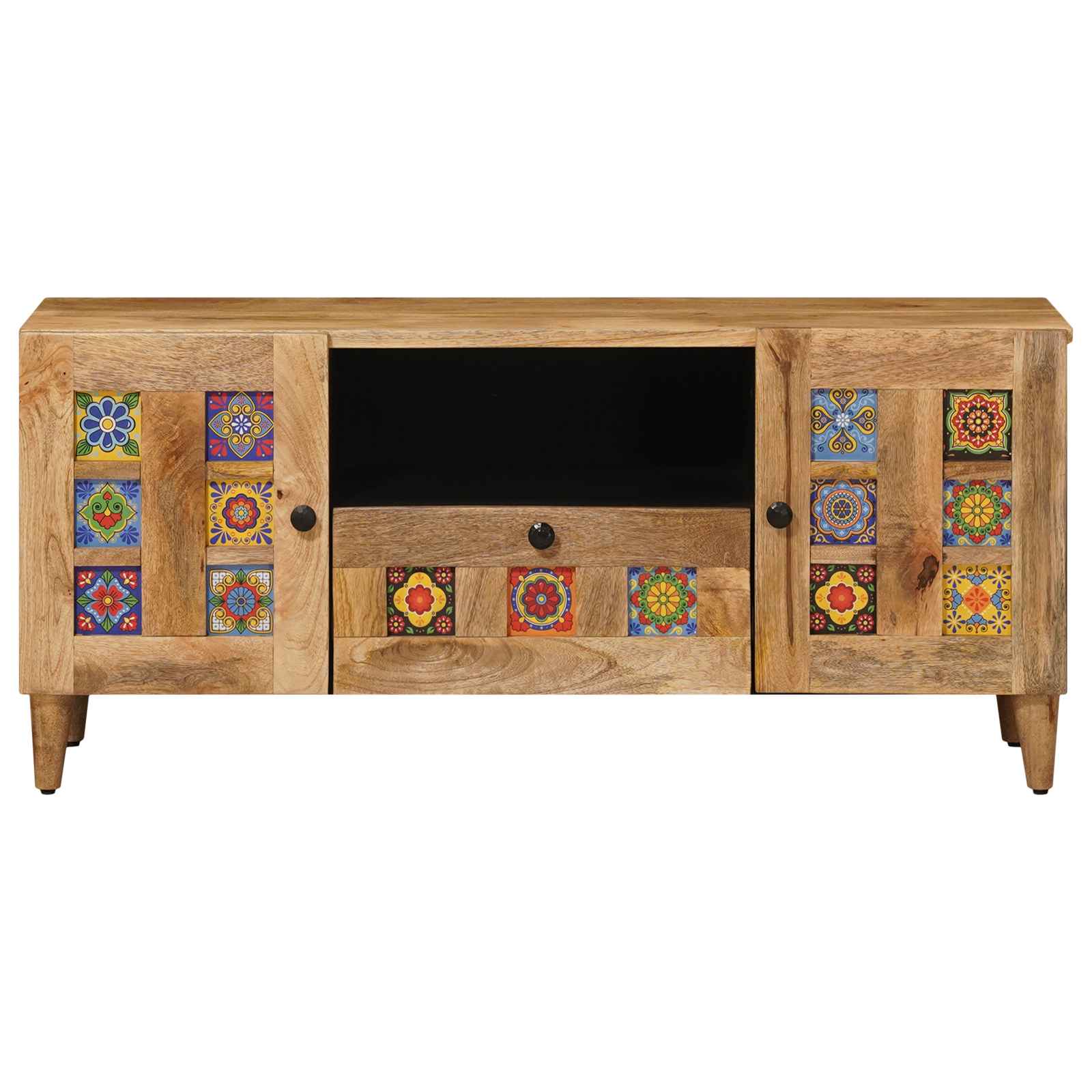 Meuble TV Naturel 105 x 33,5 x 46 cm Bois de mangue massif - XIOS
