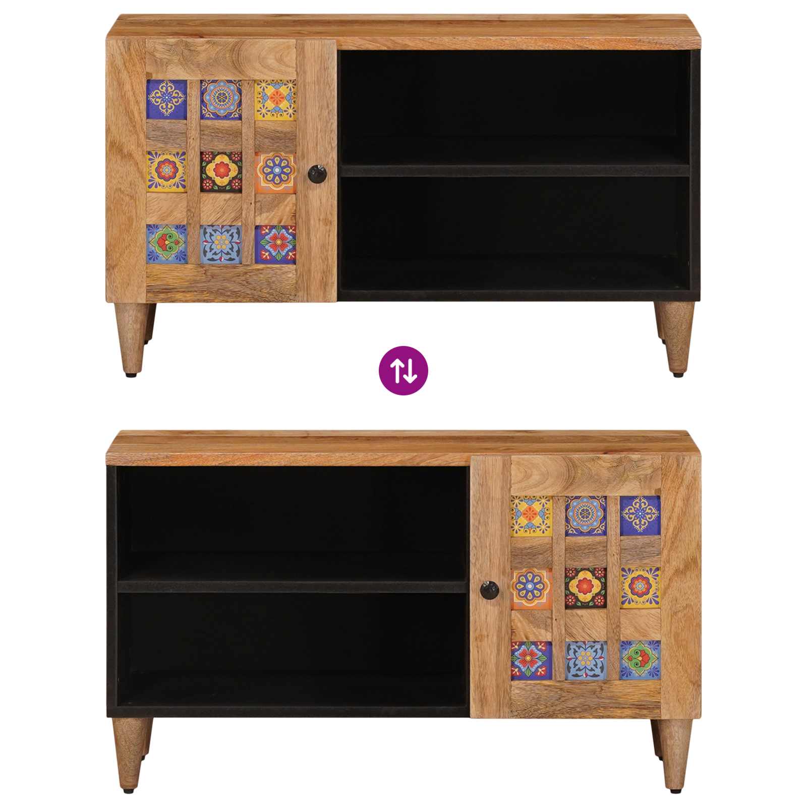Meuble TV Naturel 80 x 31,5 x 46 cm Bois de mangue massif - XIOS