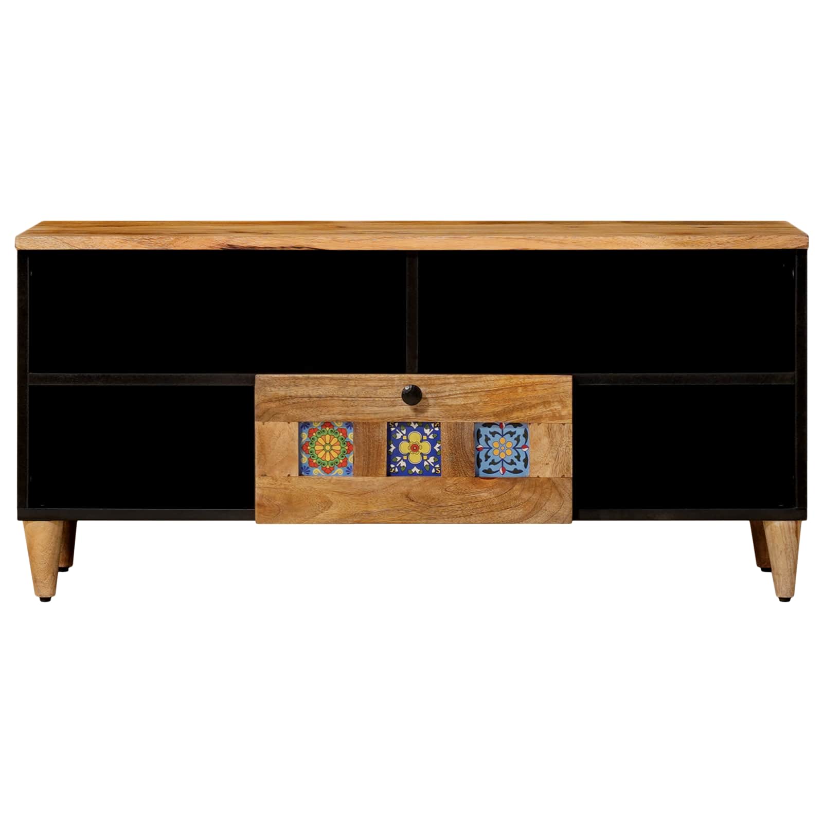 Meuble TV Naturel 100 x 33,5 x 46 cm Bois de mangue massif - XIOS
