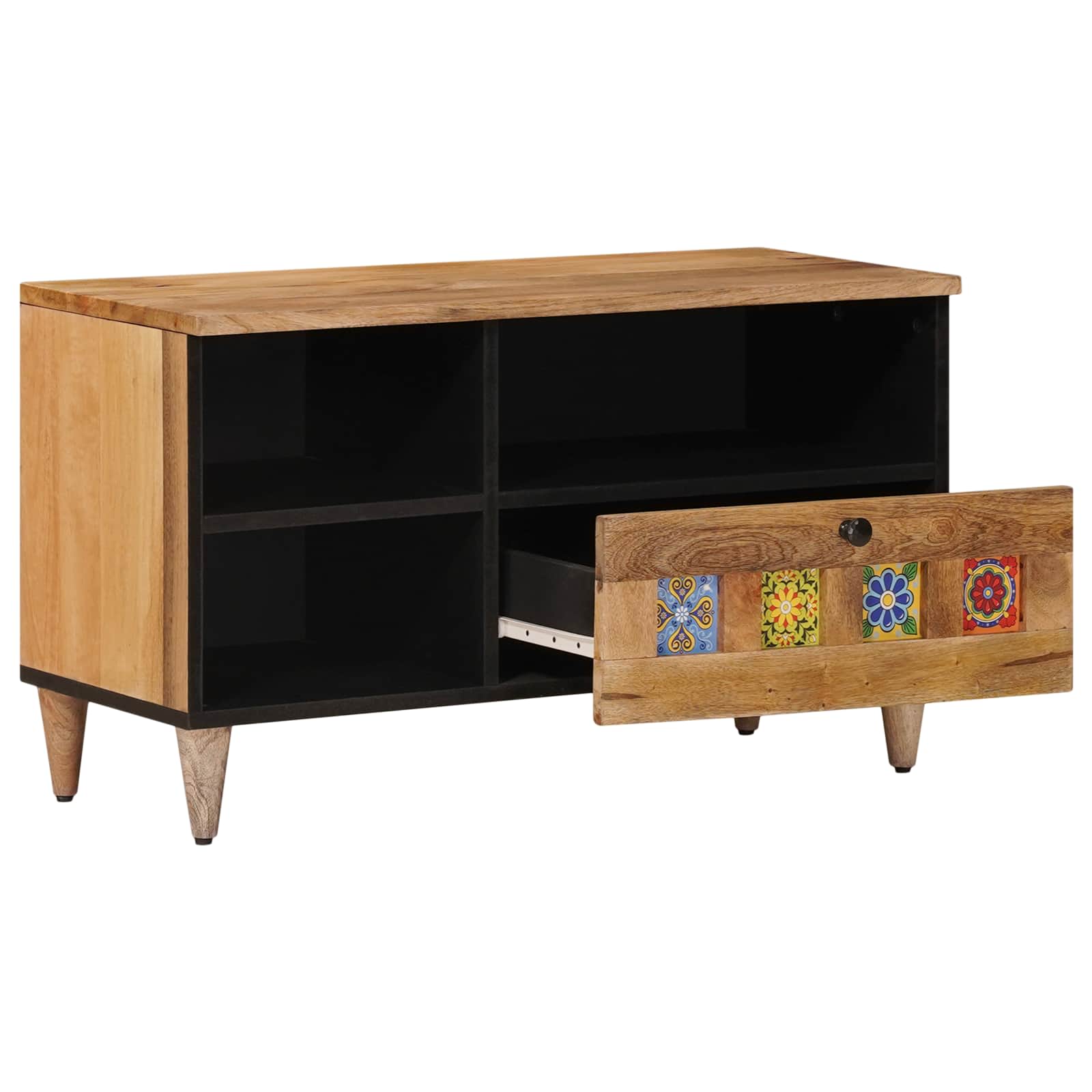 Meuble TV Naturel 80 x 33 x 46 cm Bois de mangue massif - XIOS