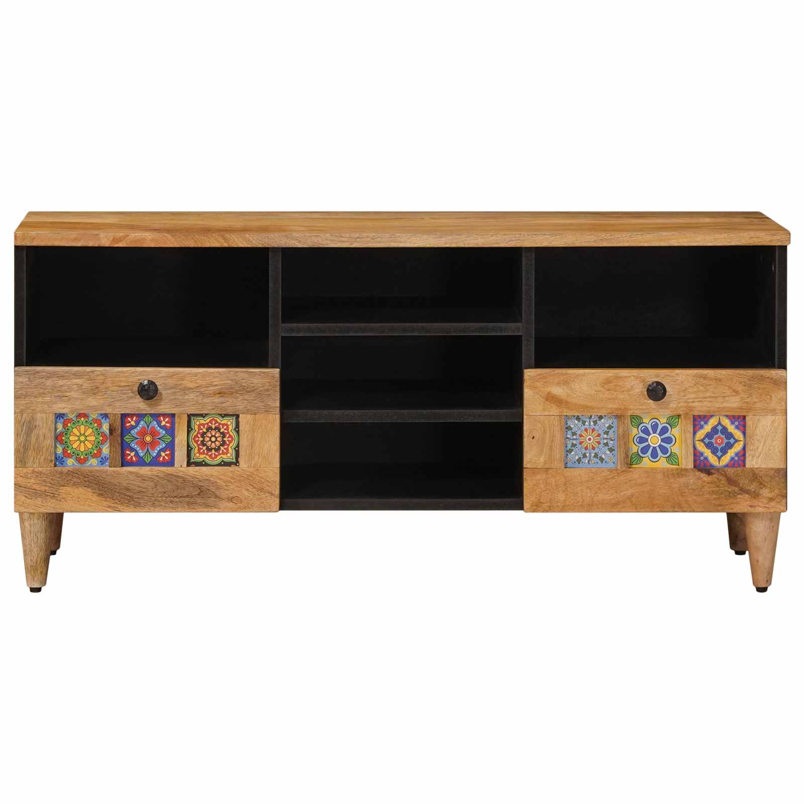 Meuble TV Naturel 100 x 33,5 x 46 cm Bois de mangue massif - XIOS