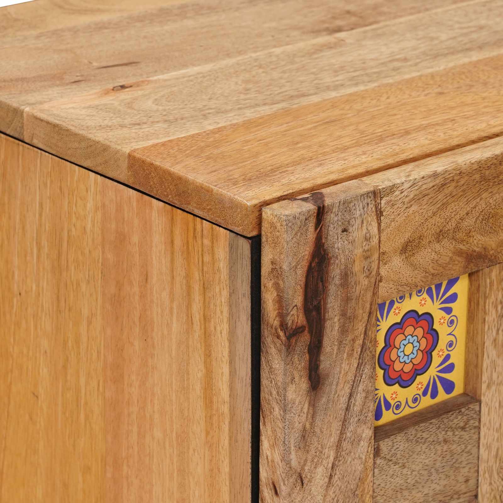 Buffet avec porte Naturel 40 x 33 x 75 cm Bois de mangue massif - XIOS