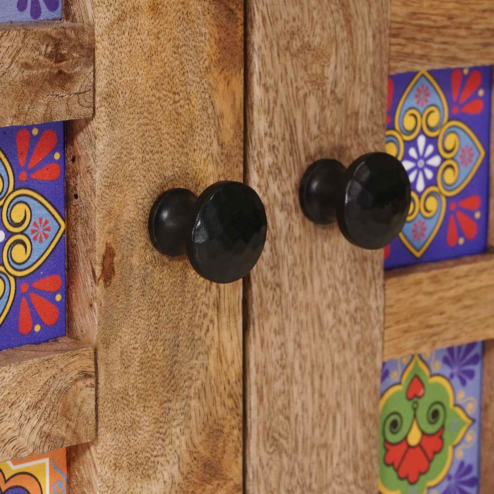 Buffet avec porte Naturel 60 x 33 x 75 cm Bois de mangue massif - XIOS