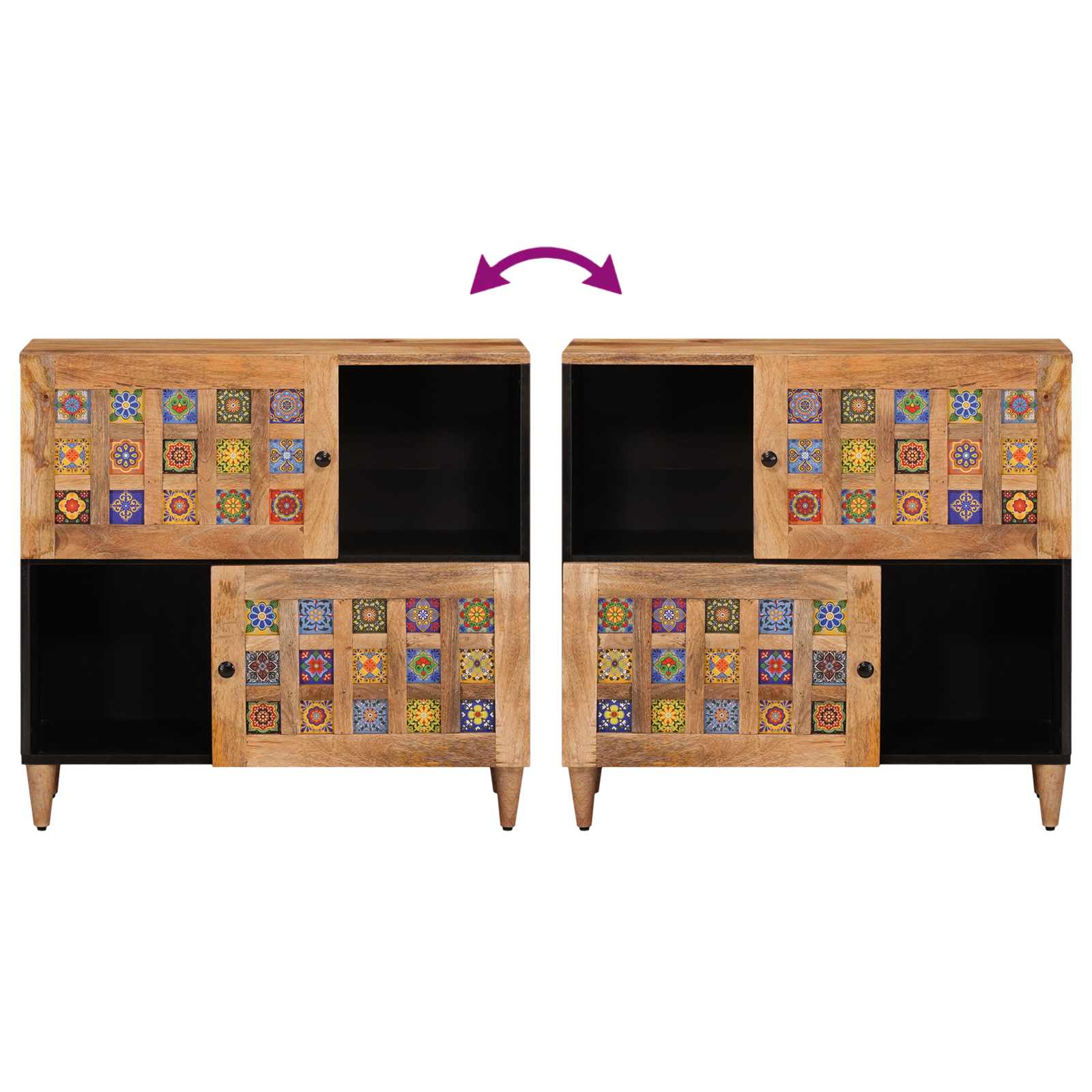Buffet Naturel 80 x 33,5 x 75 cm Bois de mangue massif - XIOS