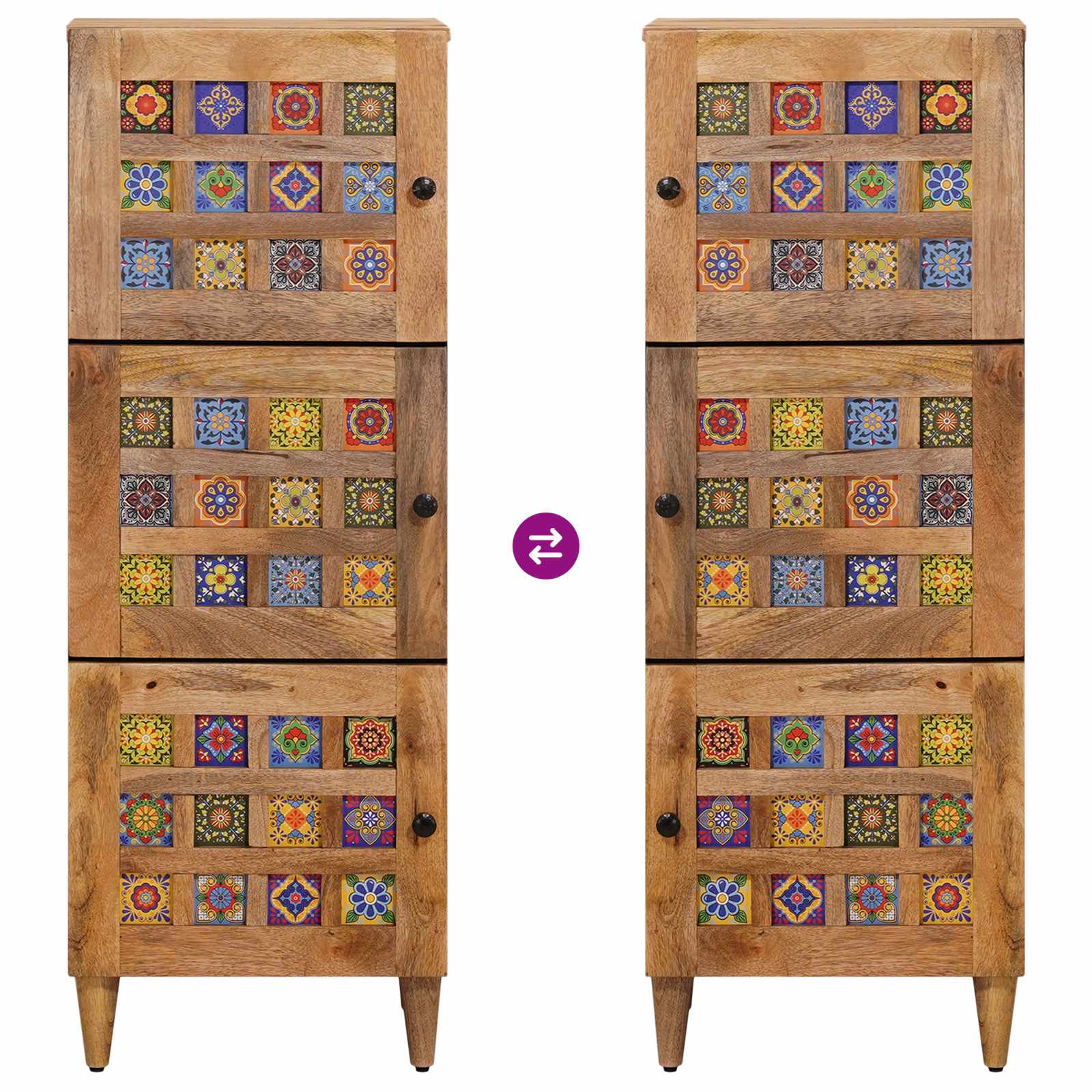 Haut Armoire Naturel 40 x 33 x 110 cm Bois de mangue massif - XIOS
