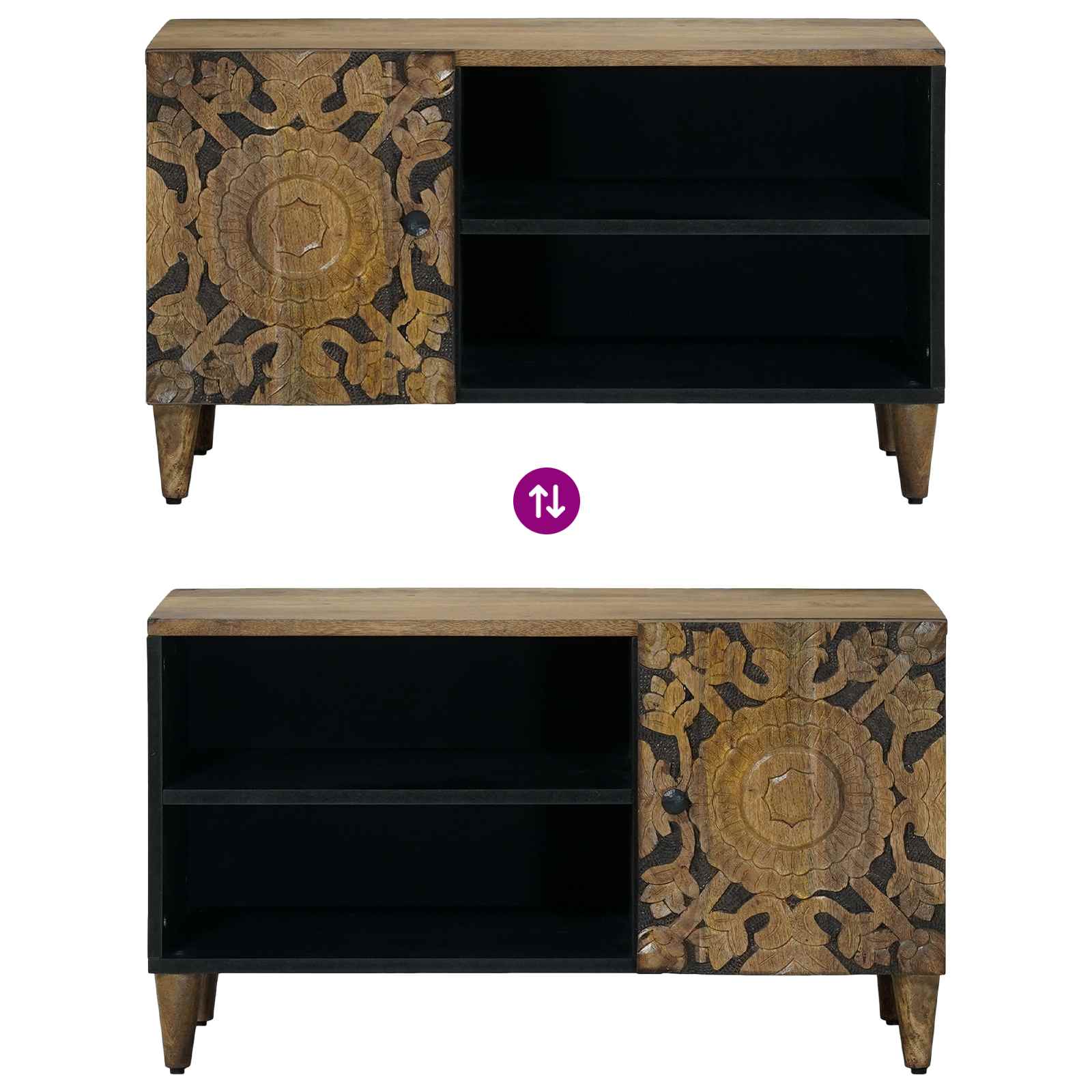Meuble TV Marron 80 x 31,5 x 46 cm Bois de mangue massif - XIOS