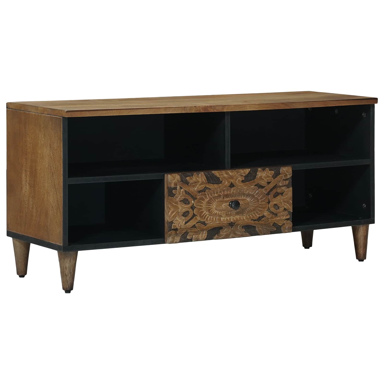 Meuble TV Marron 100 x 33,5 x 46 cm Bois de mangue massif - XIOS