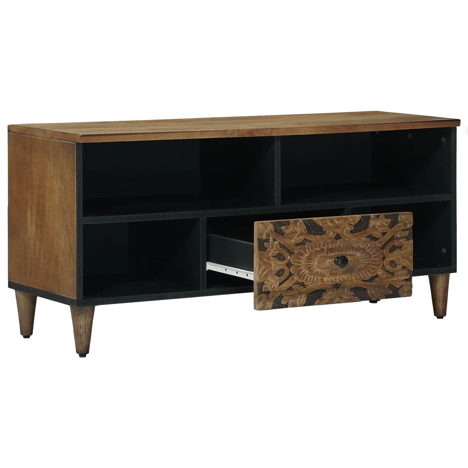 Meuble TV Marron 100 x 33,5 x 46 cm Bois de mangue massif - XIOS