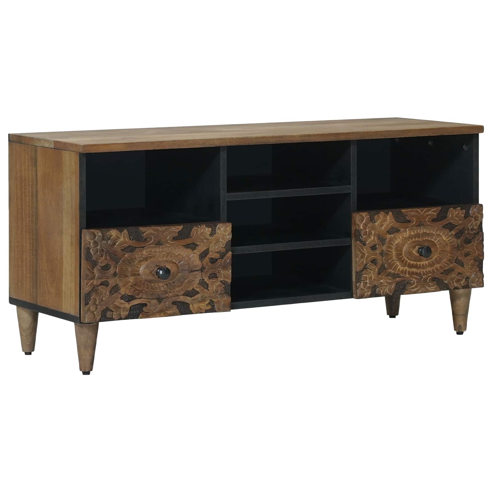 Meuble TV Marron 100 x 33,5 x 46 cm Bois de mangue massif - XIOS