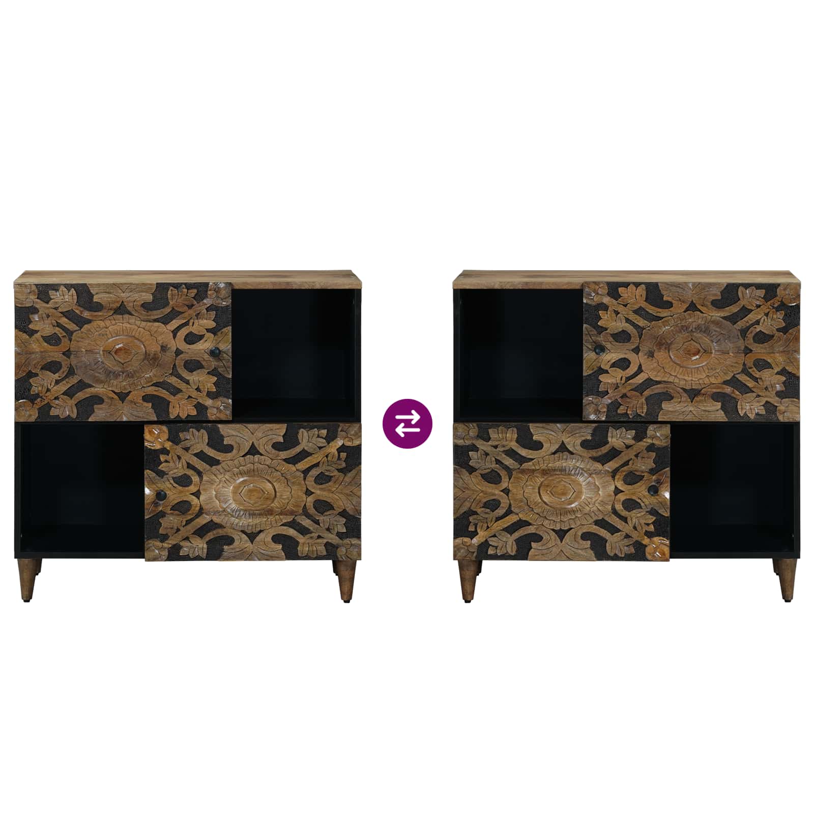 Buffet Marron 80 x 33,5 x 75 cm Bois de mangue massif - XIOS