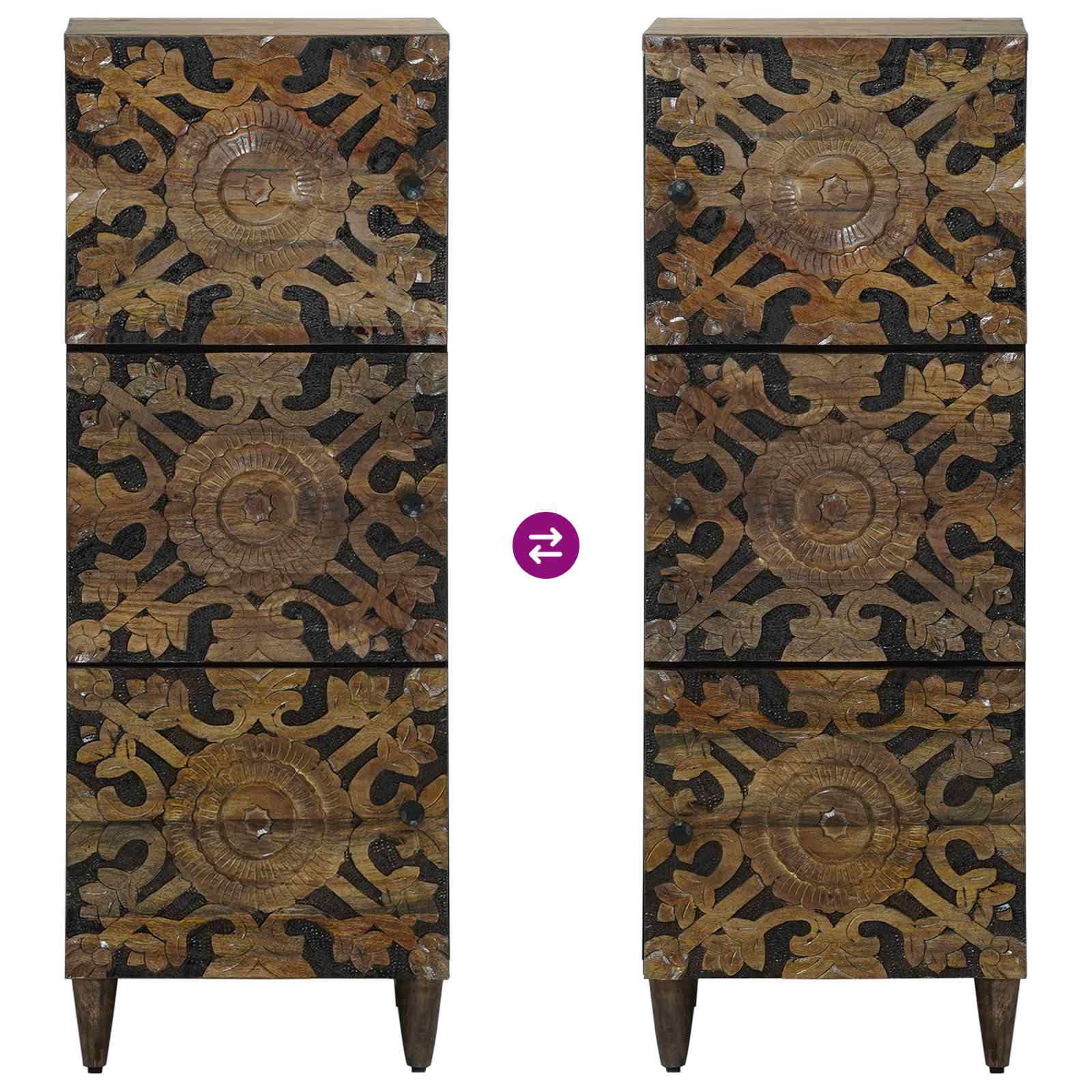 Buffet Haut Marron 40 x 33,5 x 110 cm Bois de mangue massif - XIOS