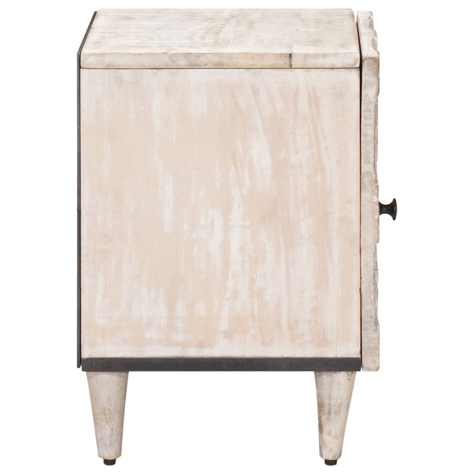 Cabinet de chevet Blanc 40 x 33,5 x 46 cm Bois de mangue massif - XIOS