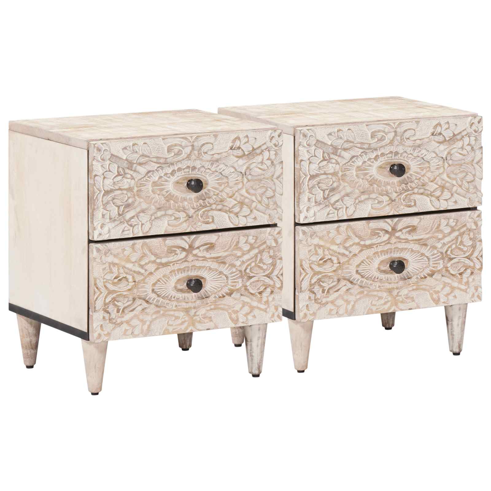 Cabinet de chevet avec tiroir 2 pcs Blanc 40 x 33,5 x 46 cm - XIOS
