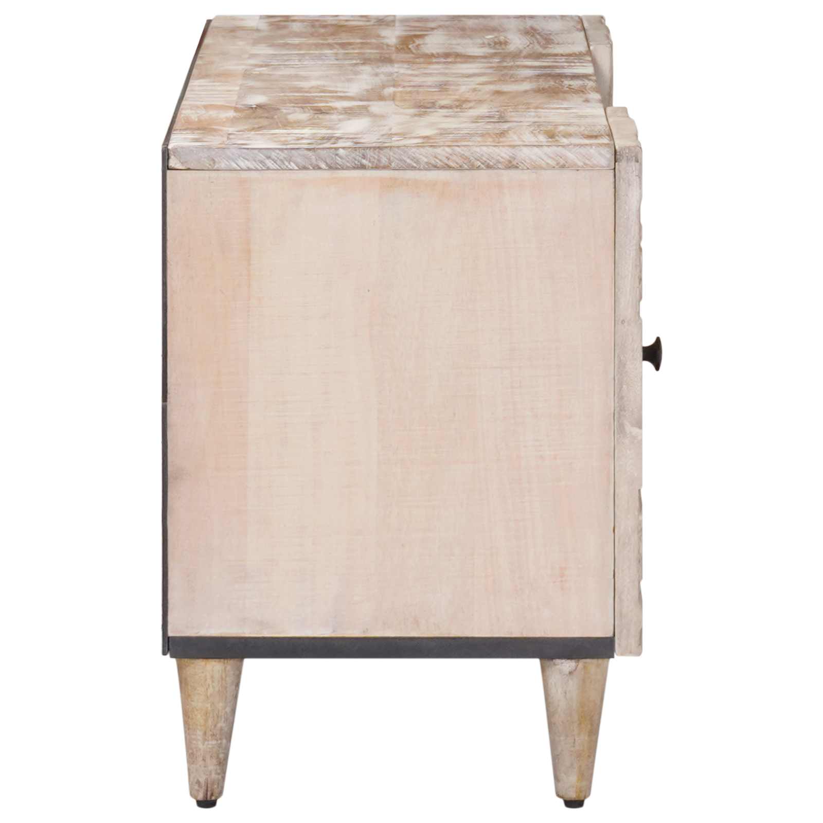 Meuble TV Blanc 105 x 33,5 x 46 cm Bois de mangue massif - XIOS
