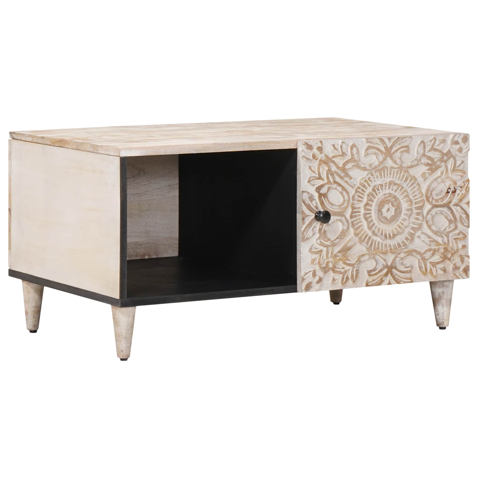 Table basse Blanc 80 x 50 x 40 cm Bois de mangue massif - XIOS