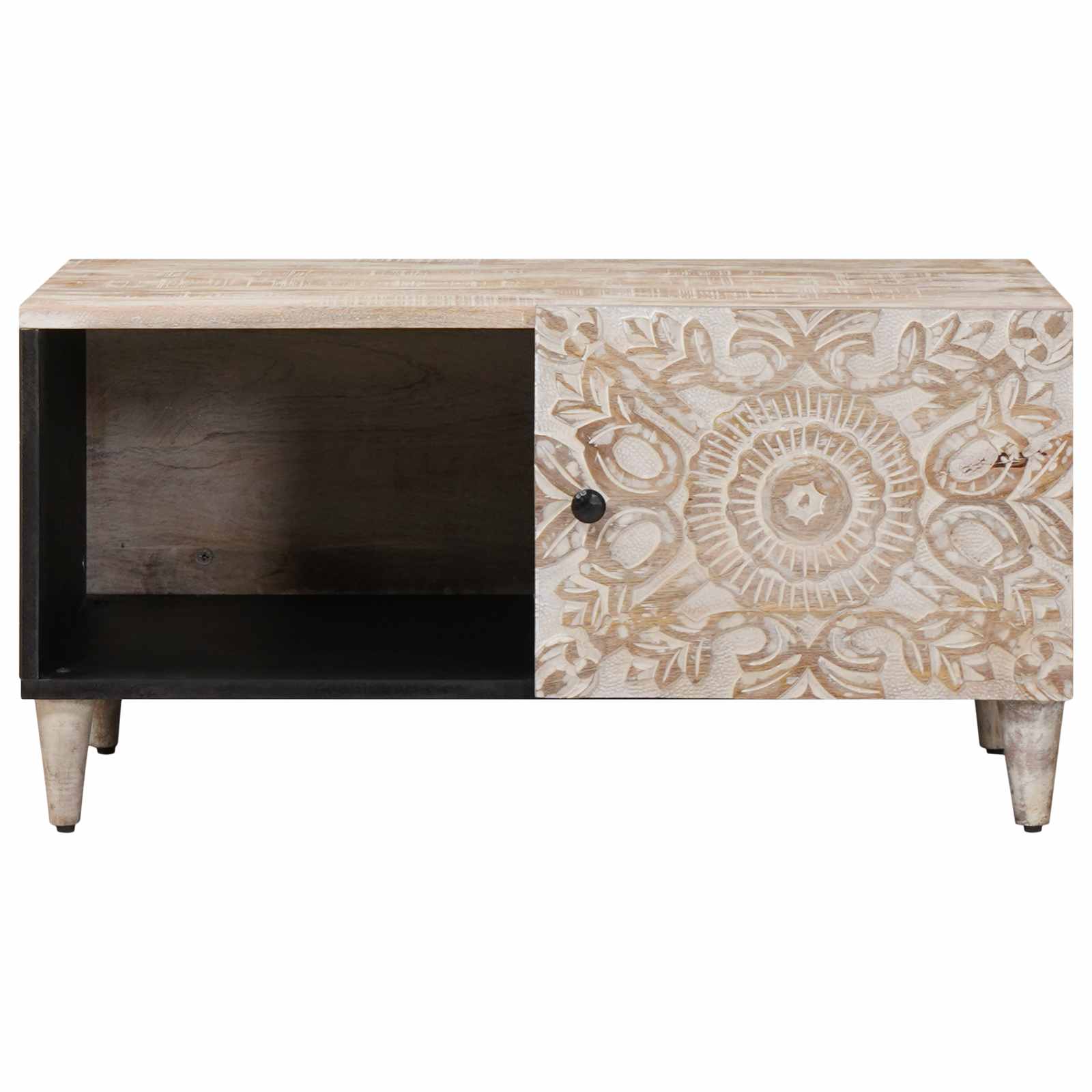 Table basse Blanc 80 x 50 x 40 cm Bois de mangue massif - XIOS