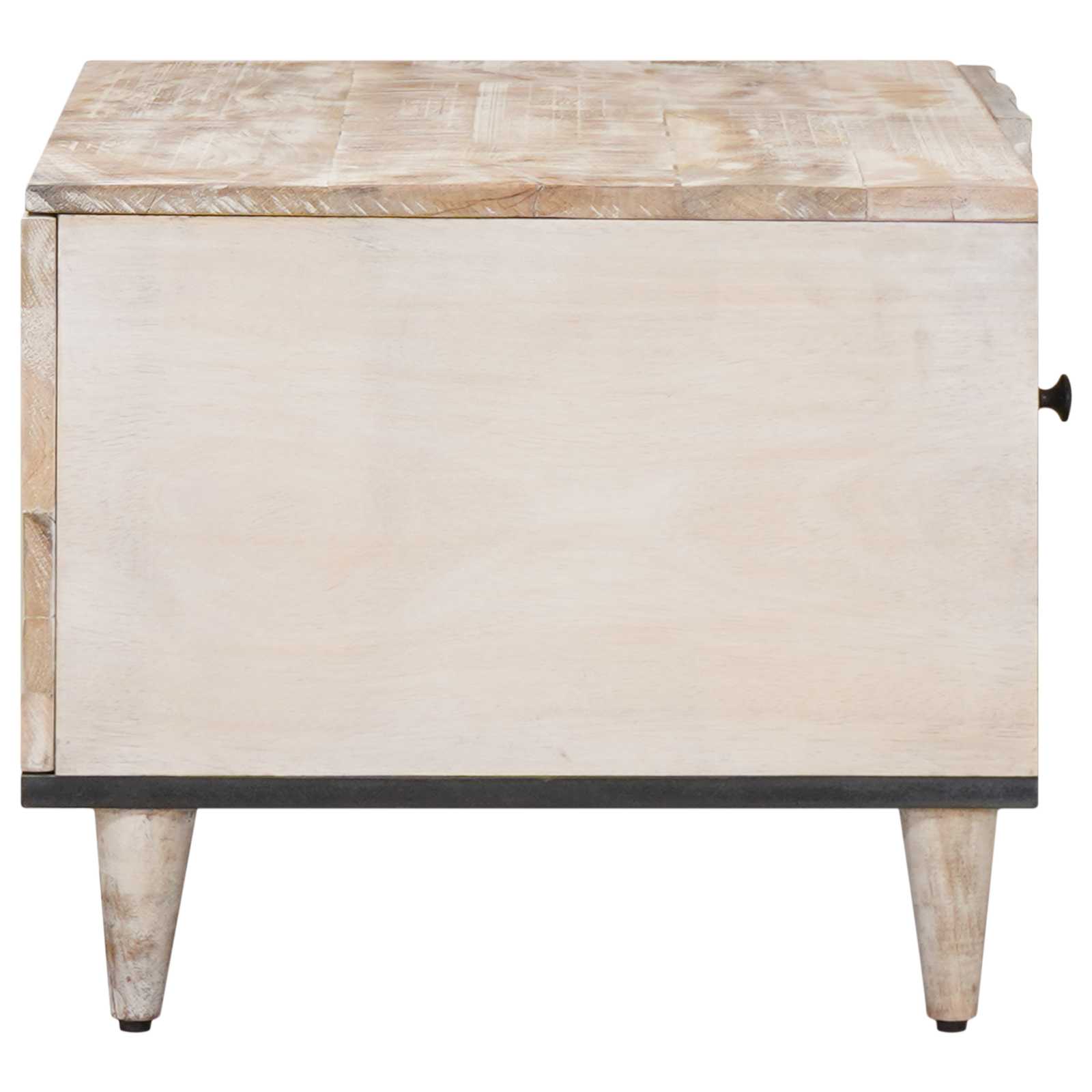 Table basse Blanc 80 x 50 x 40 cm Bois de mangue massif - XIOS