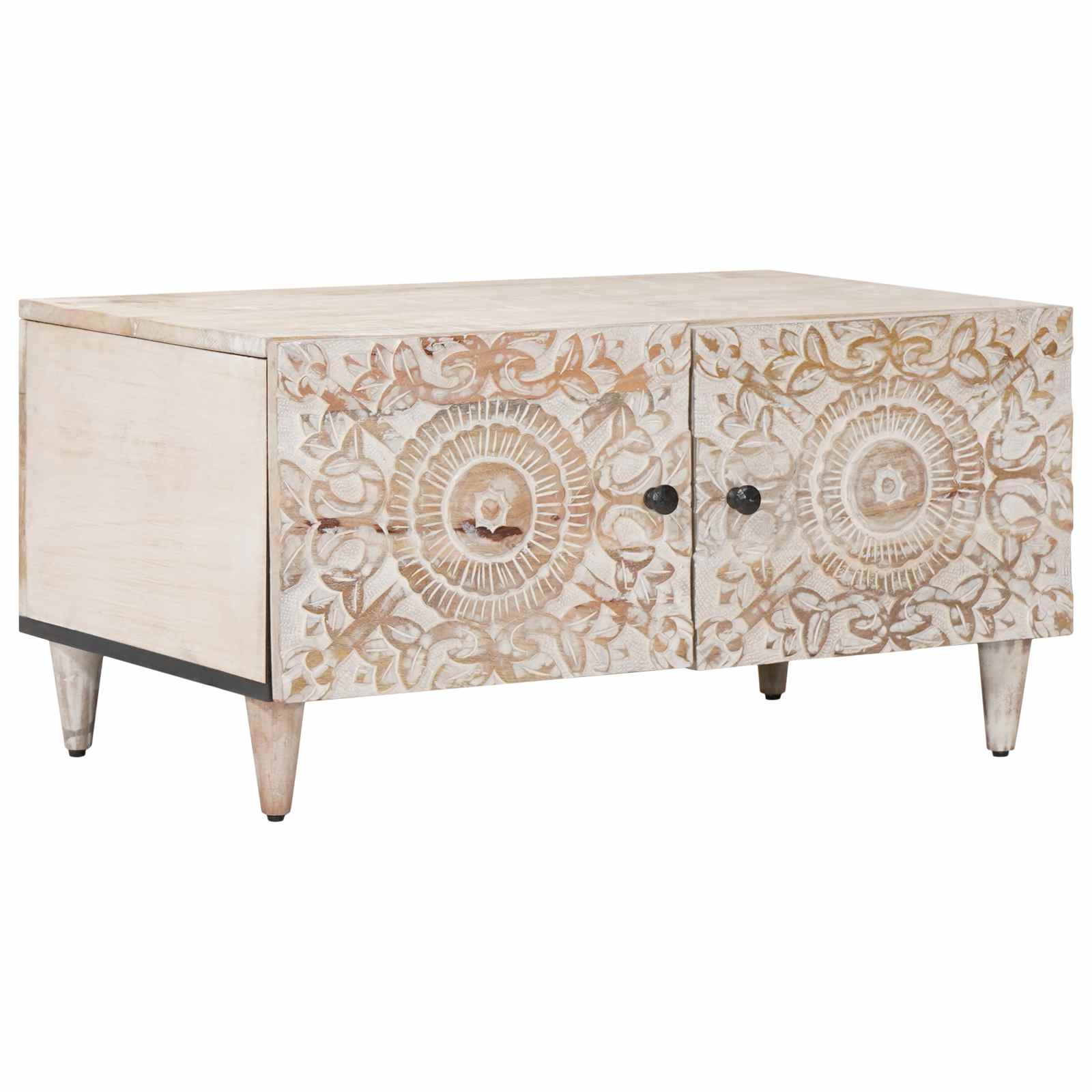 Table basse Blanc 80 x 50 x 40 cm Bois de mangue massif - XIOS