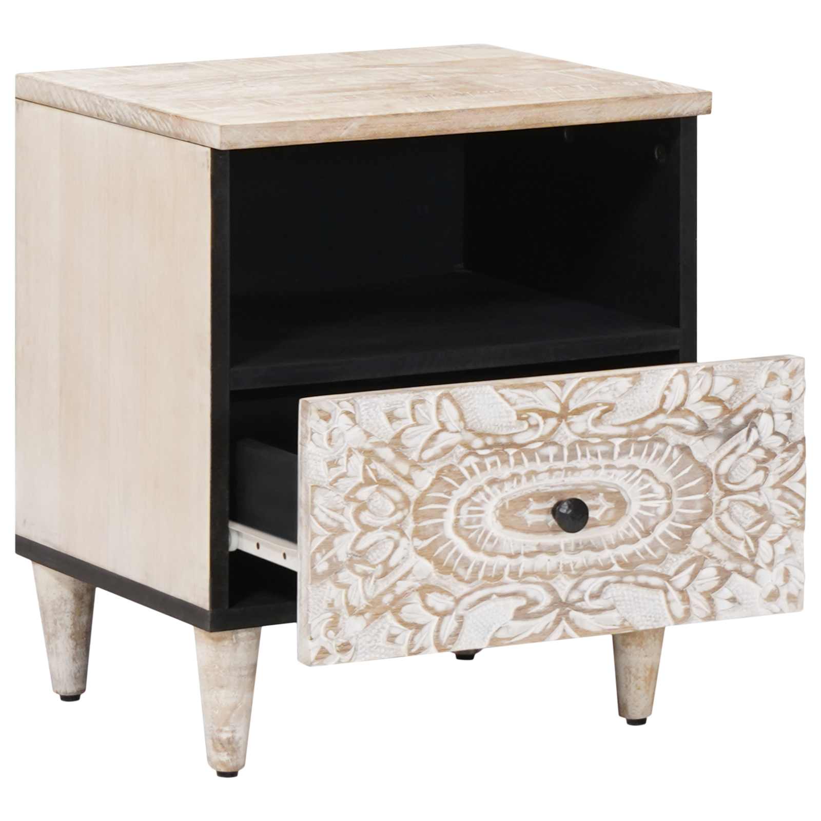 Armoire de lit Blanc 40 x 33 x 46 cm Bois de mangue massif - XIOS