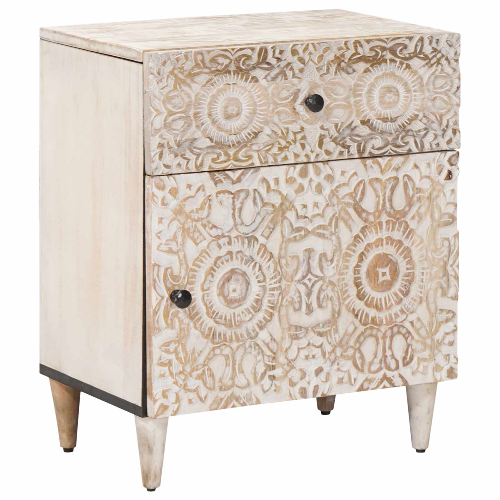 Armoire de lit Blanc 50 x 33 x 60 cm Bois de mangue massif - XIOS