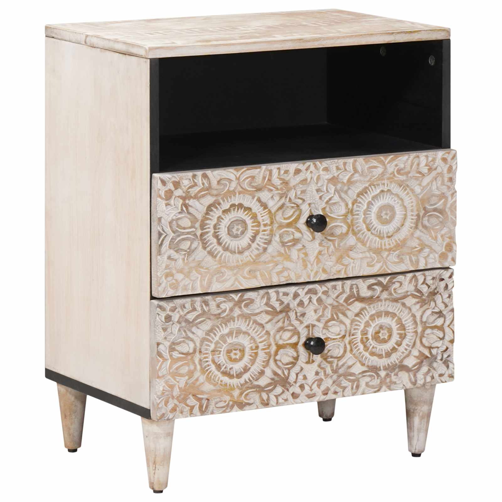 Armoire de lit Blanc 50 x 33 x 60 cm Bois de mangue massif - XIOS