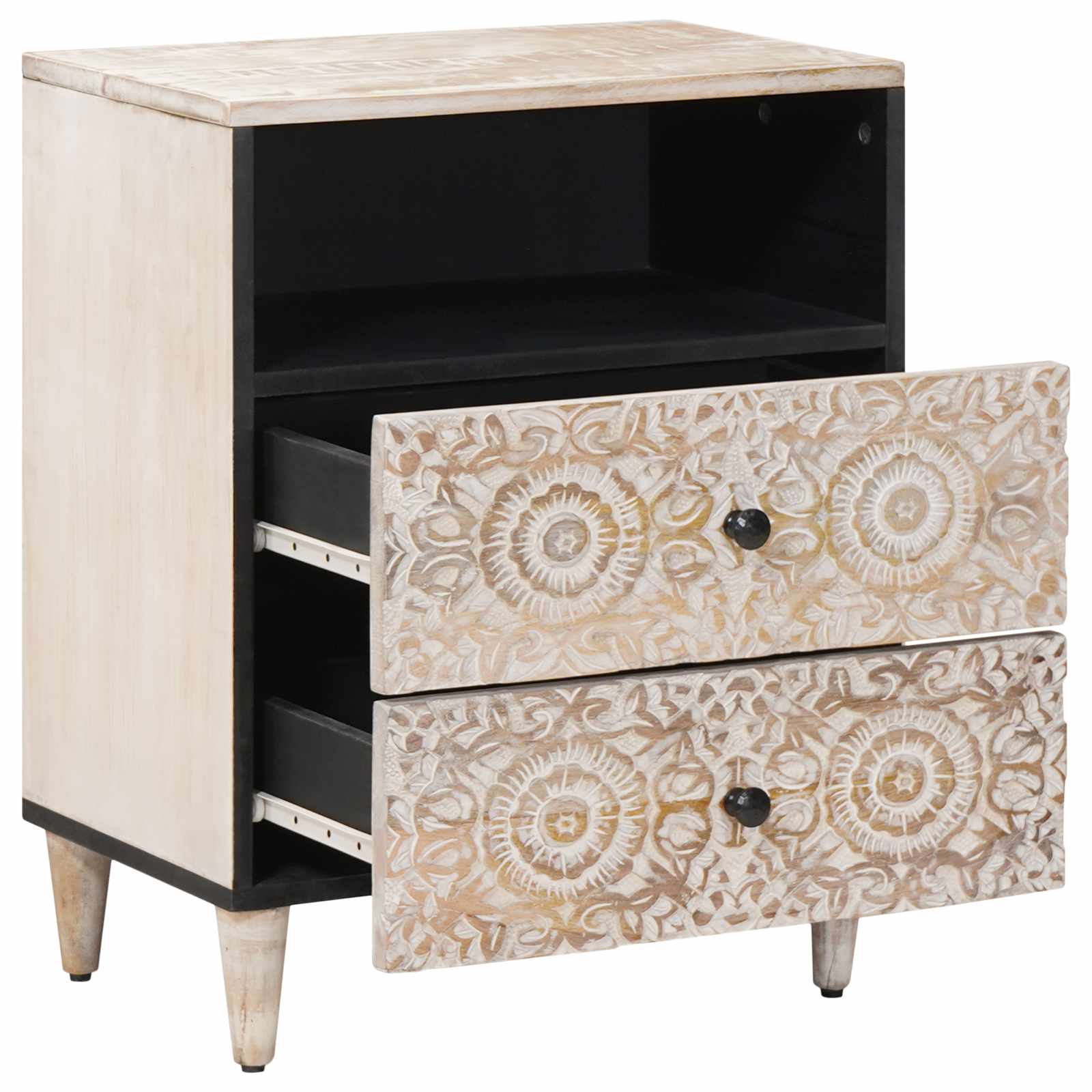 Armoire de lit Blanc 50 x 33 x 60 cm Bois de mangue massif - XIOS