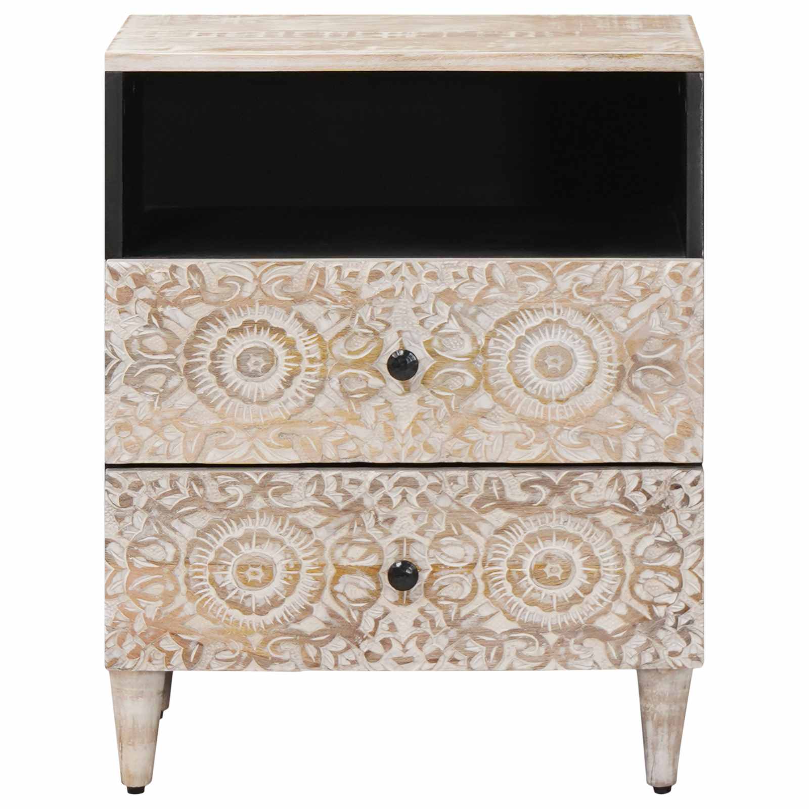 Armoire de lit Blanc 50 x 33 x 60 cm Bois de mangue massif - XIOS
