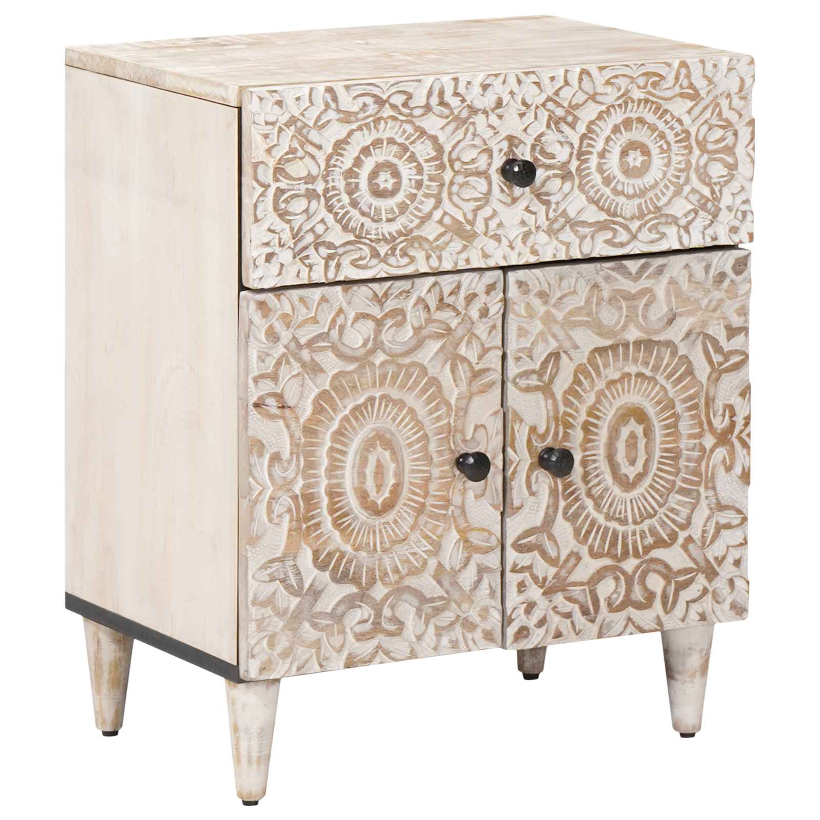Armoire de lit Blanc 50 x 33 x 60 cm Bois de mangue massif - XIOS