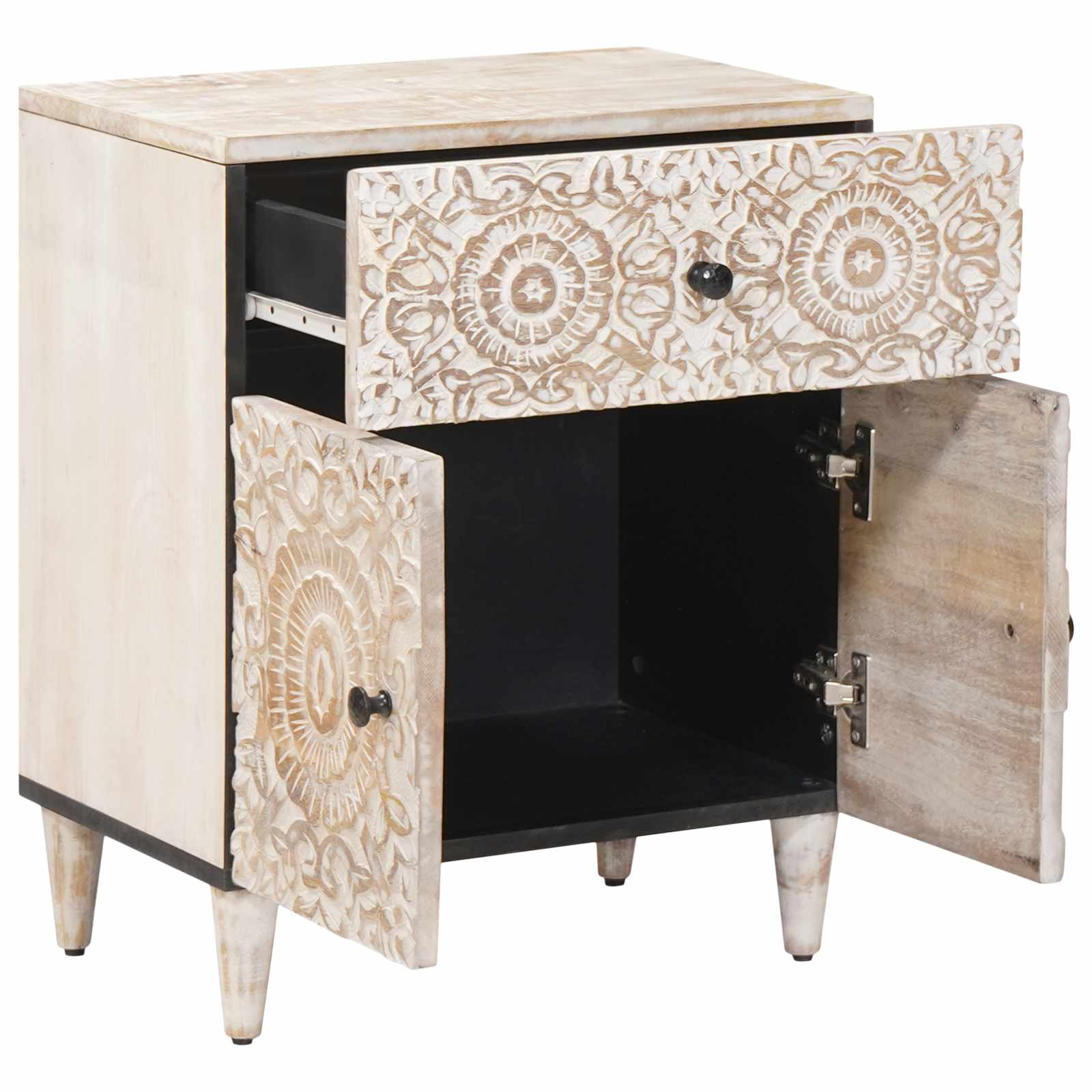 Armoire de lit Blanc 50 x 33 x 60 cm Bois de mangue massif - XIOS