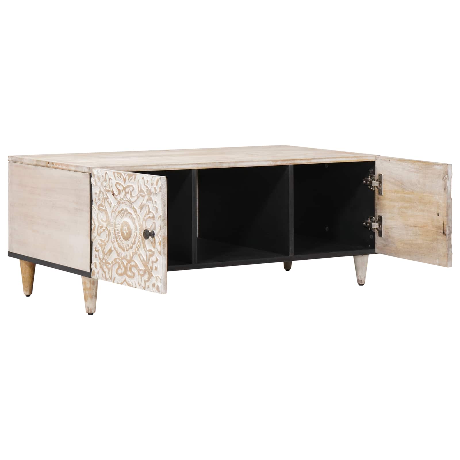 Table basse Blanc 100 x 54 x 40 cm Bois de mangue massif - XIOS