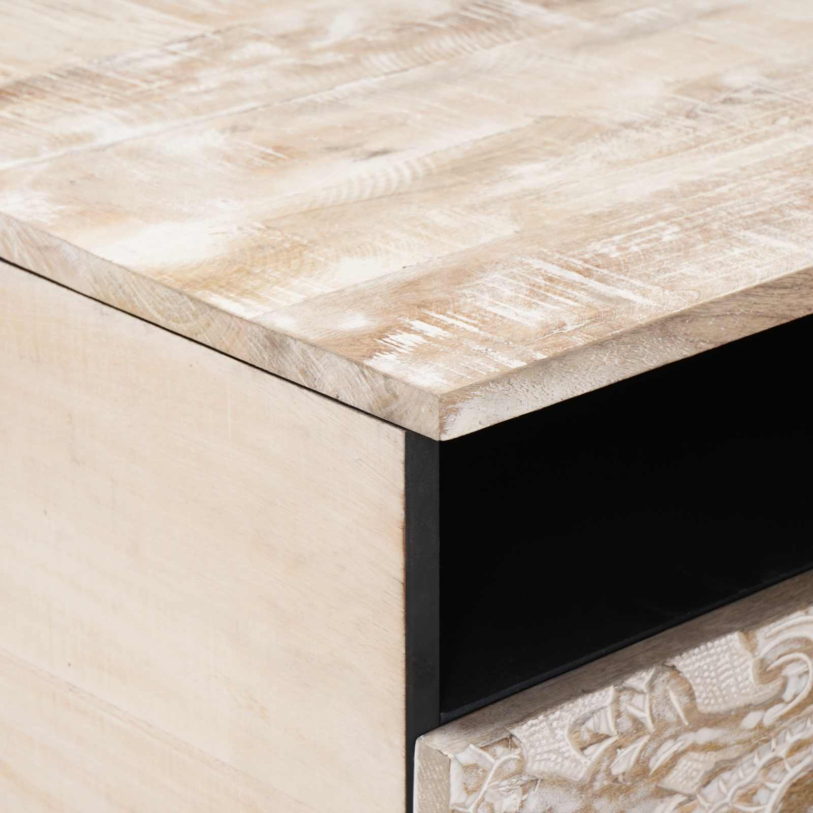 Table basse Blanc 80 x 54 x 40 cm Bois de mangue massif - XIOS