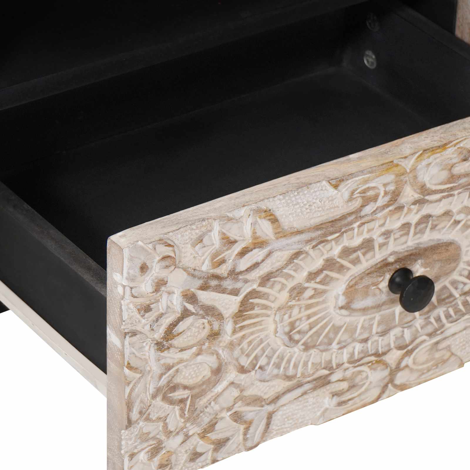 Meuble TV Blanc 105 x 33,5 x 46 cm Bois de mangue massif - XIOS