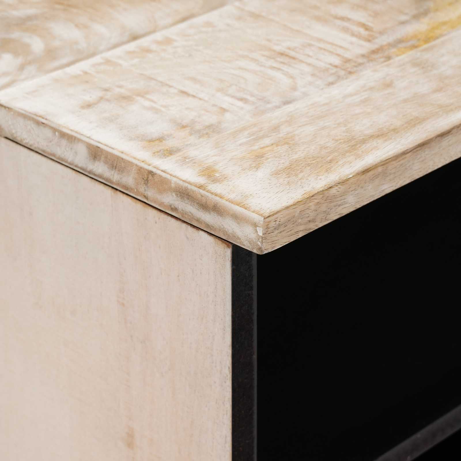 Meuble TV Blanc 100 x 33,5 x 46 cm Bois de mangue massif - XIOS