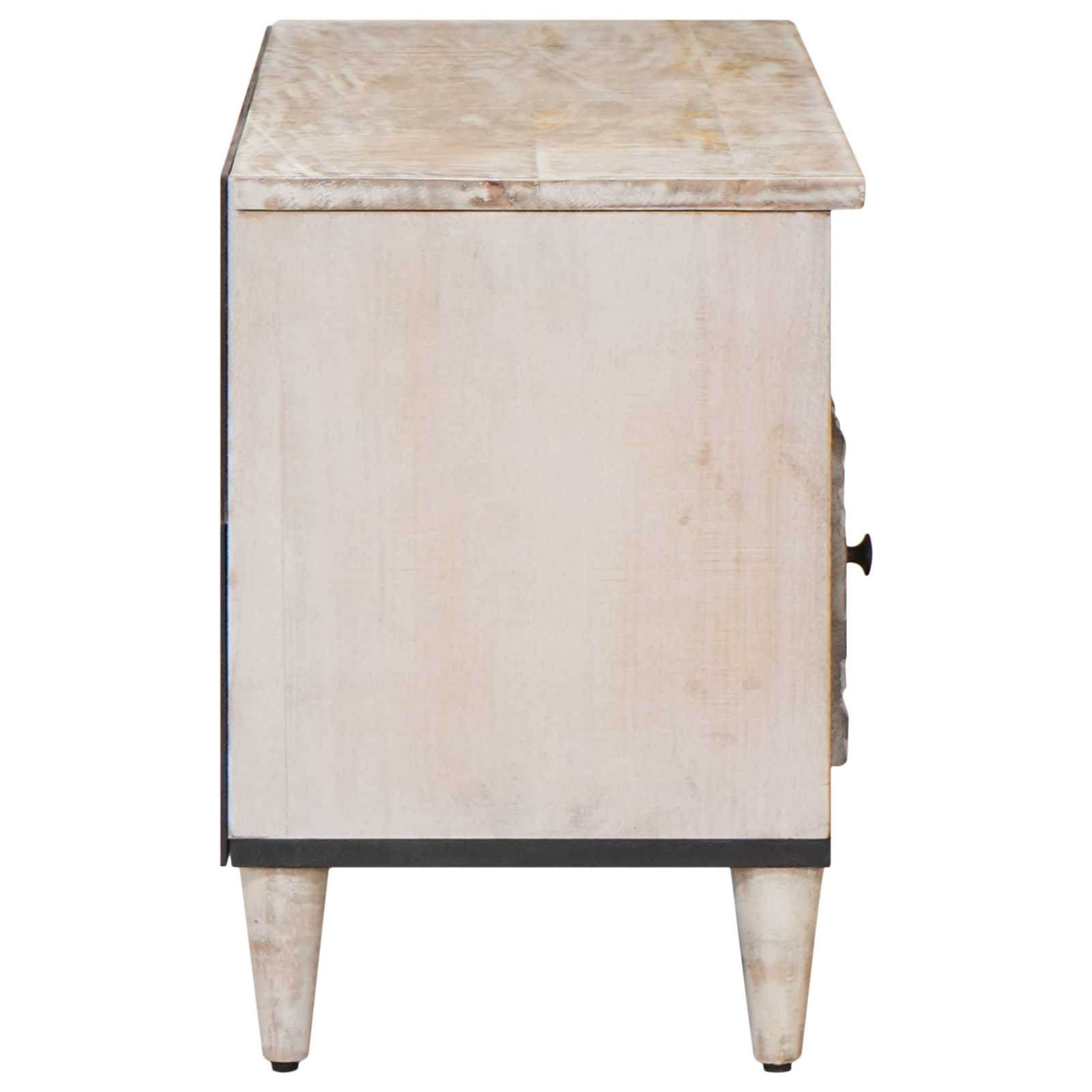 Meuble TV Blanc 100 x 33,5 x 46 cm Bois de mangue massif - XIOS