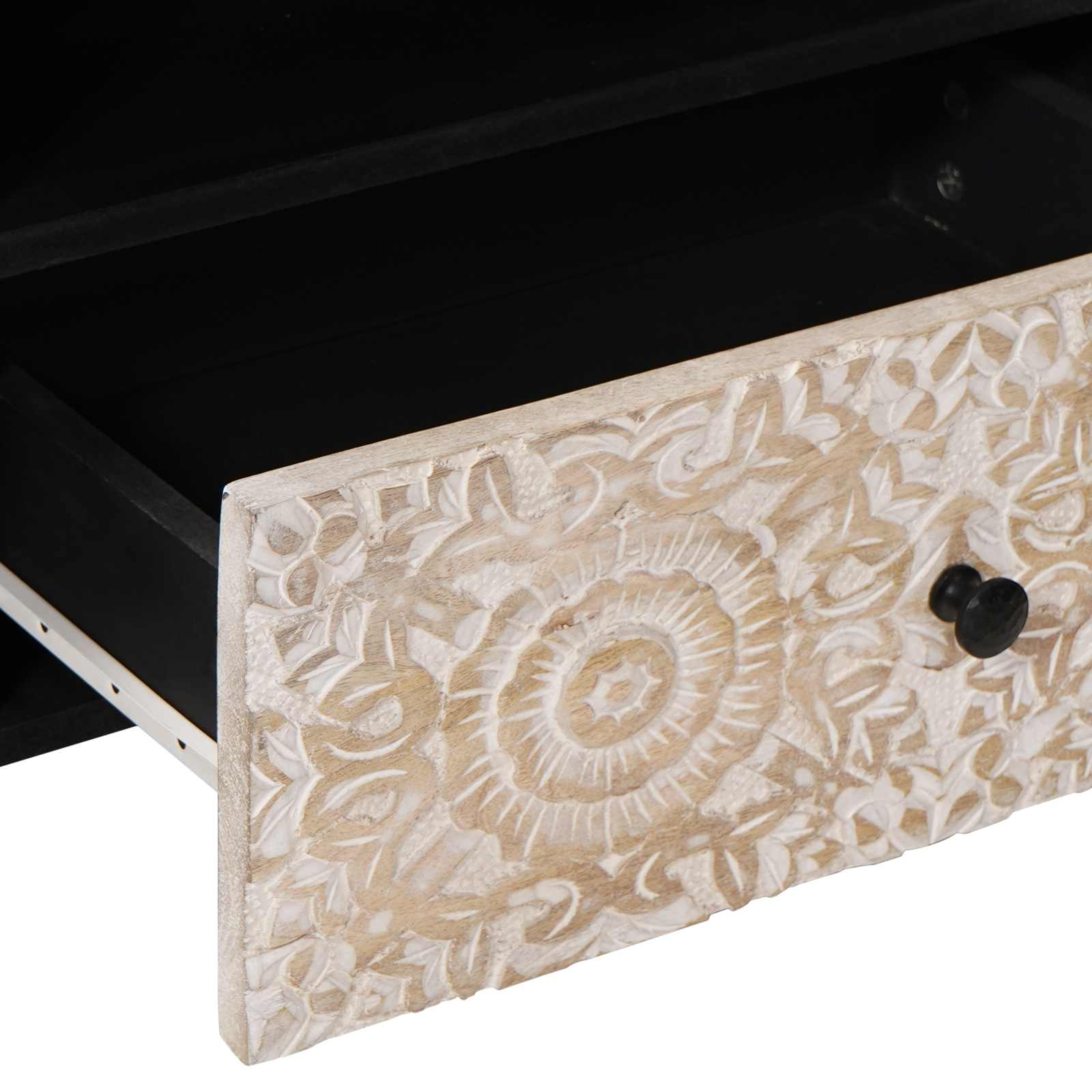 Meuble TV Blanc 80 x 33,5 x 46 cm Bois de mangue massif - XIOS