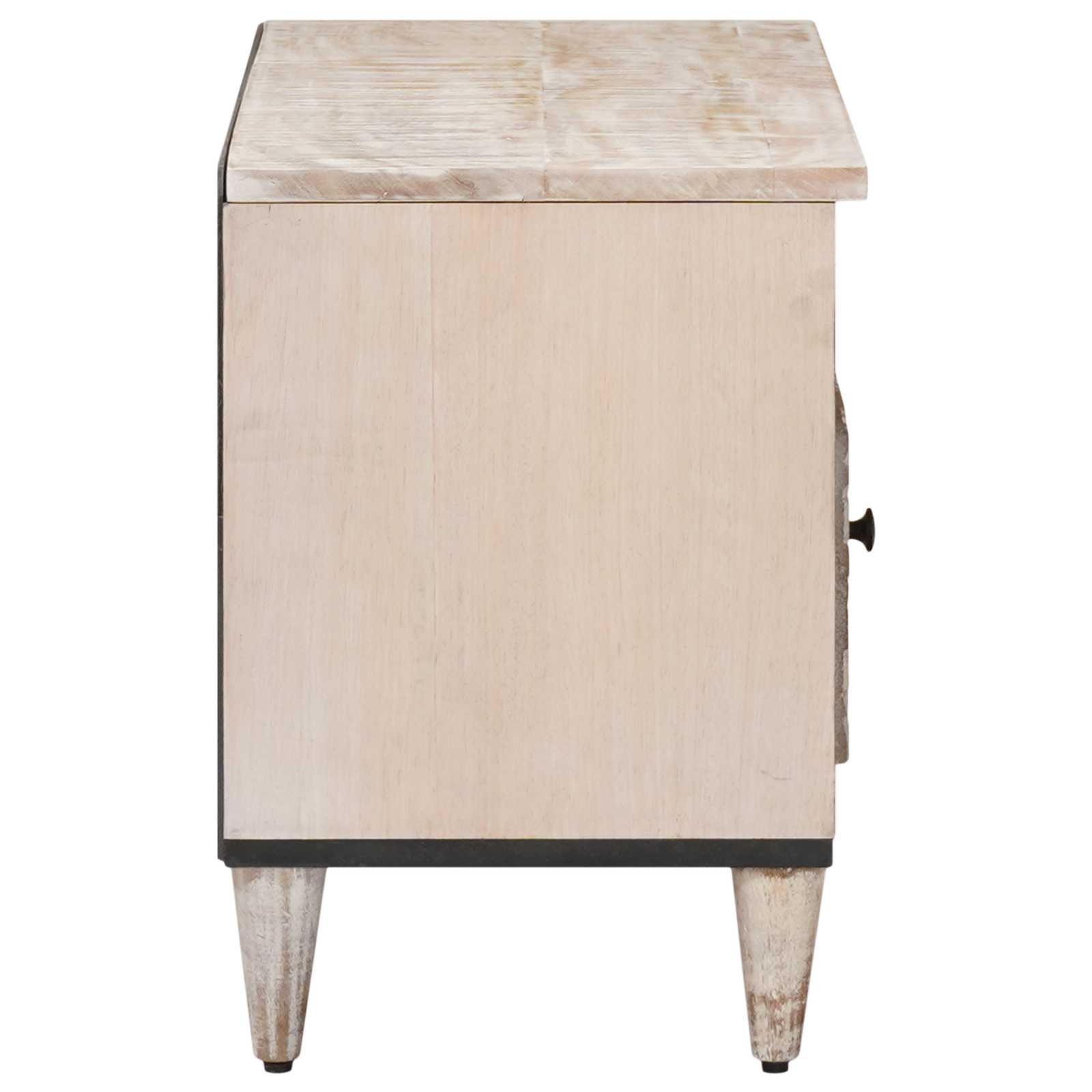 Meuble TV Blanc 80 x 33,5 x 46 cm Bois de mangue massif - XIOS