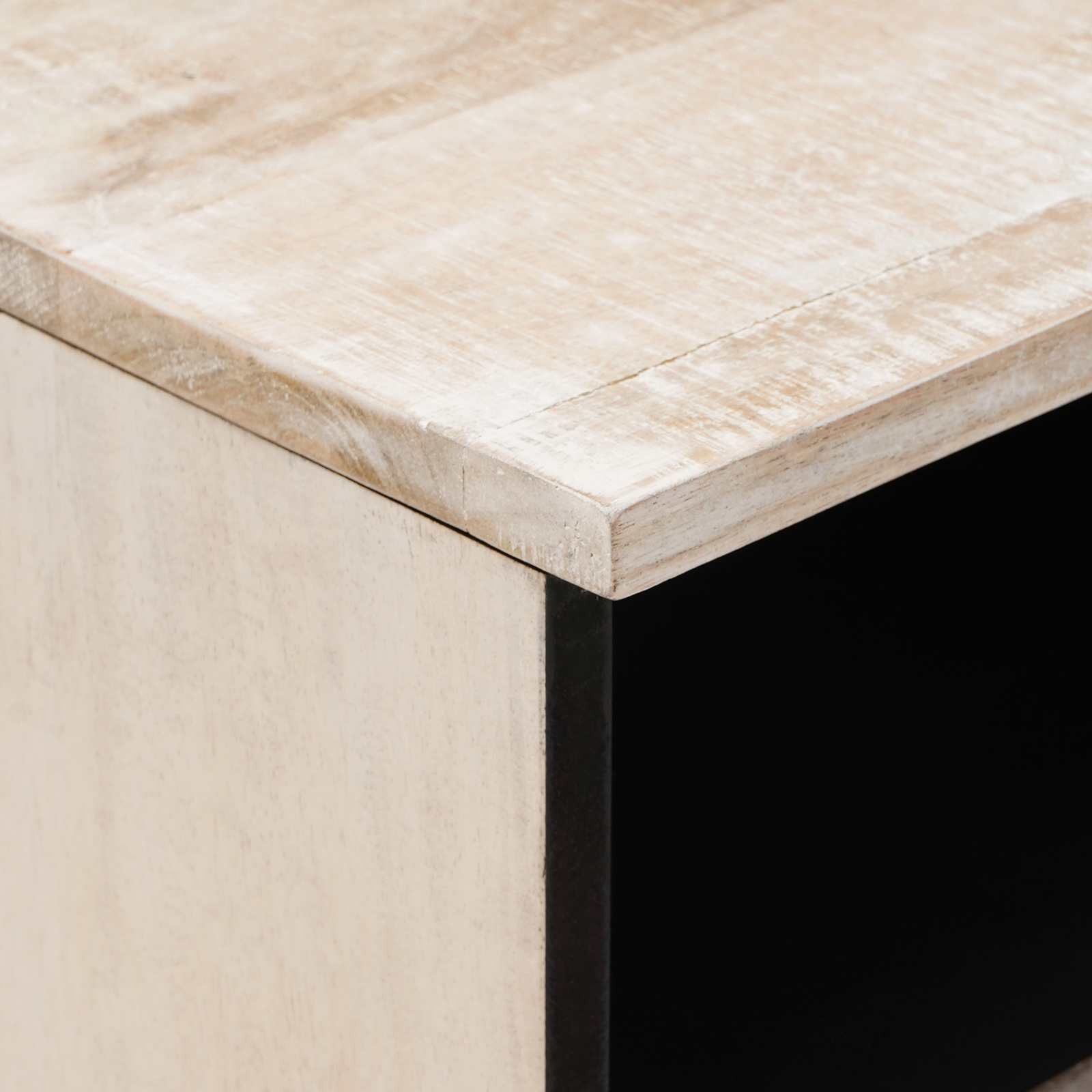 Meuble TV Blanc 100 x 33,5 x 46 cm Bois de mangue massif - XIOS