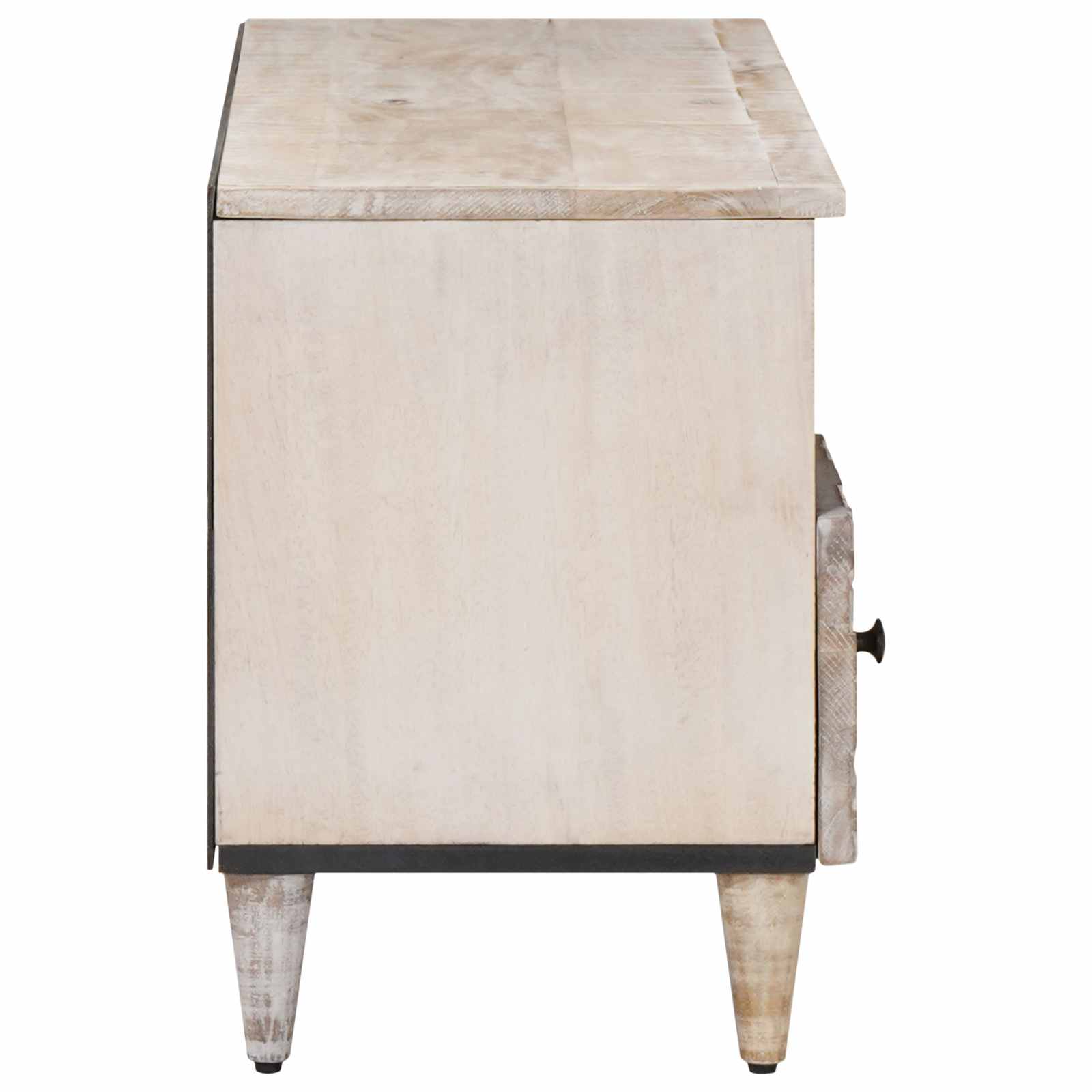 Meuble TV Blanc 100 x 33,5 x 46 cm Bois de mangue massif - XIOS