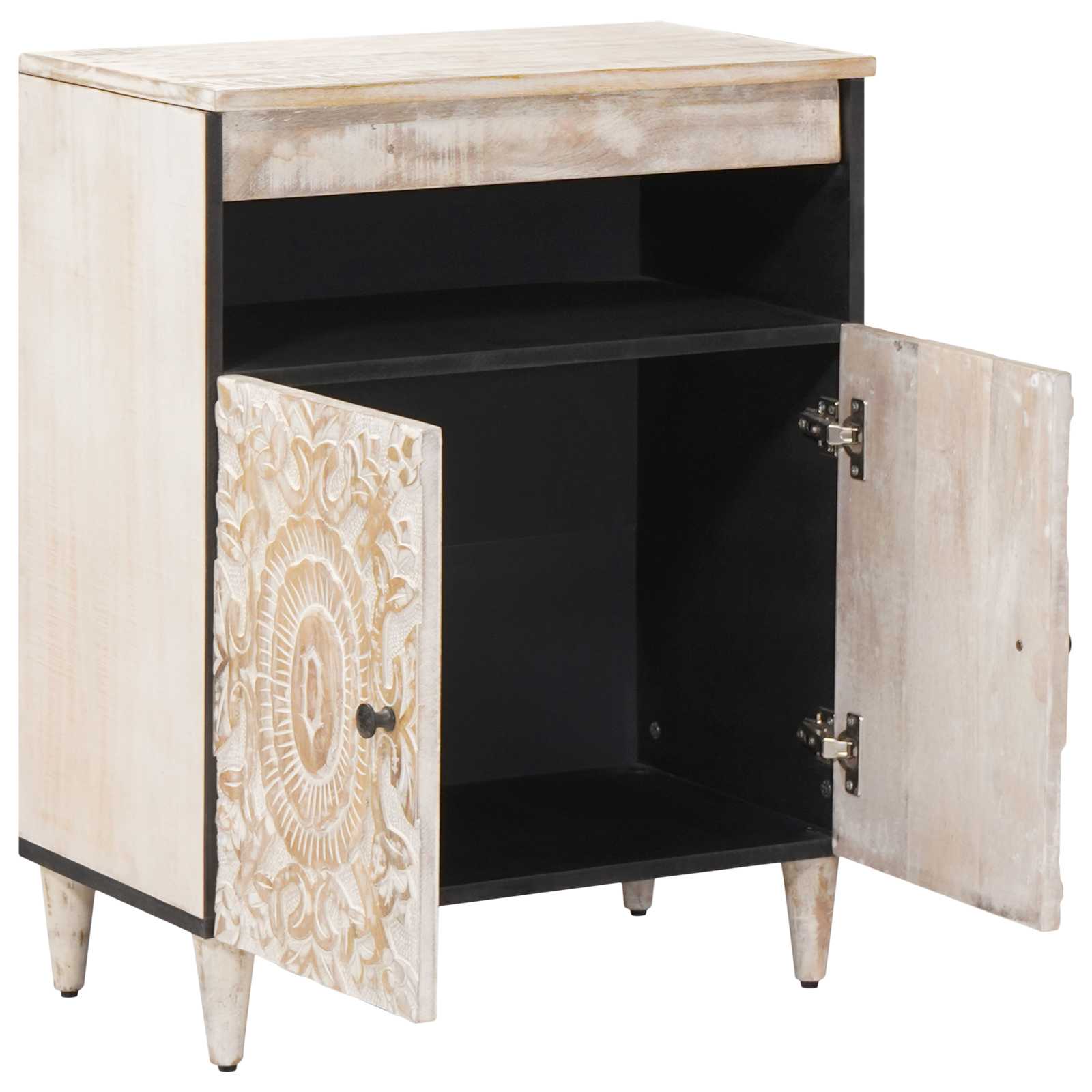 Buffet avec porte Blanc 60 x 33,5 x 75 cm Bois de mangue massif - XIOS