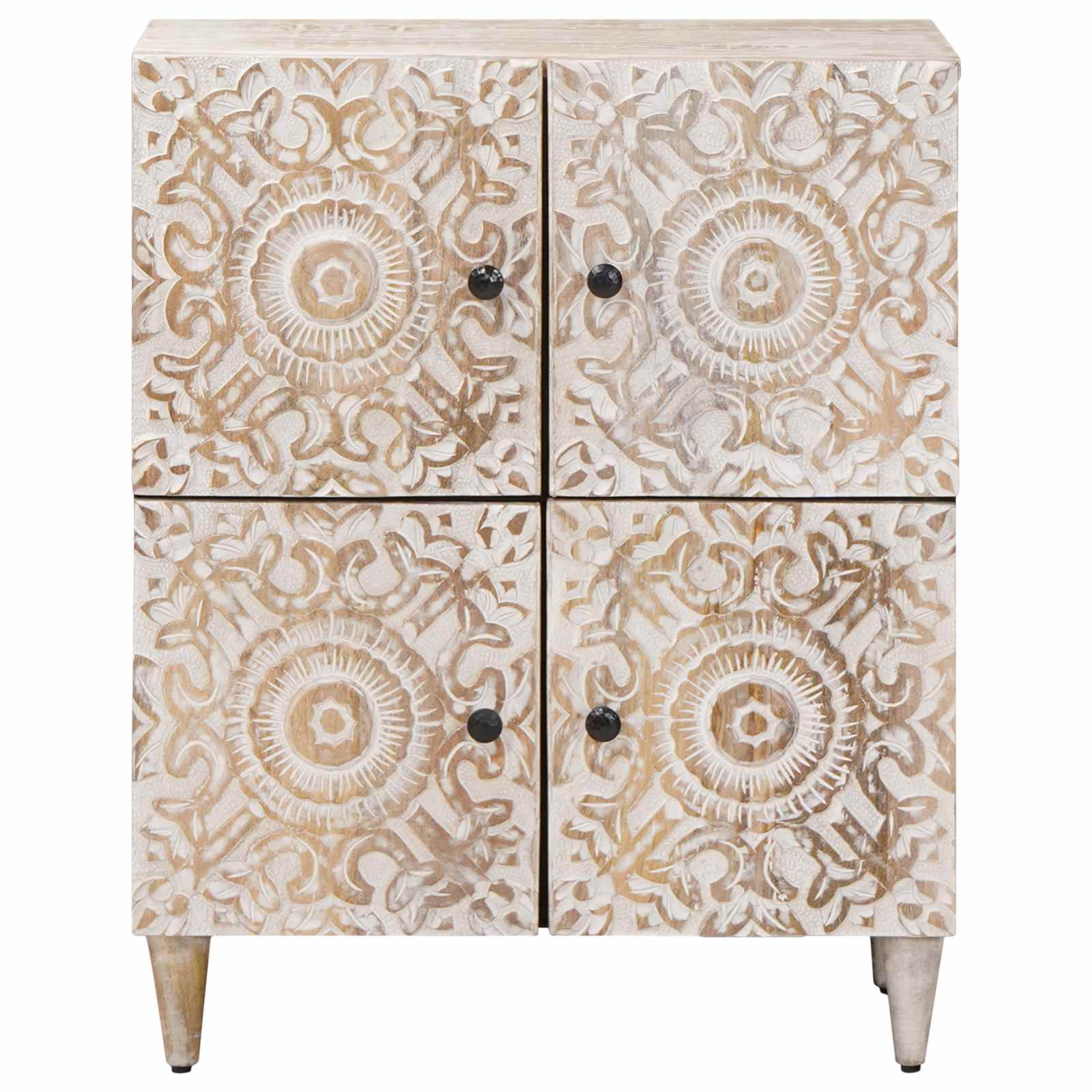 Buffet avec porte Blanc 60 x 33,5 x 75 cm Bois de mangue massif - XIOS