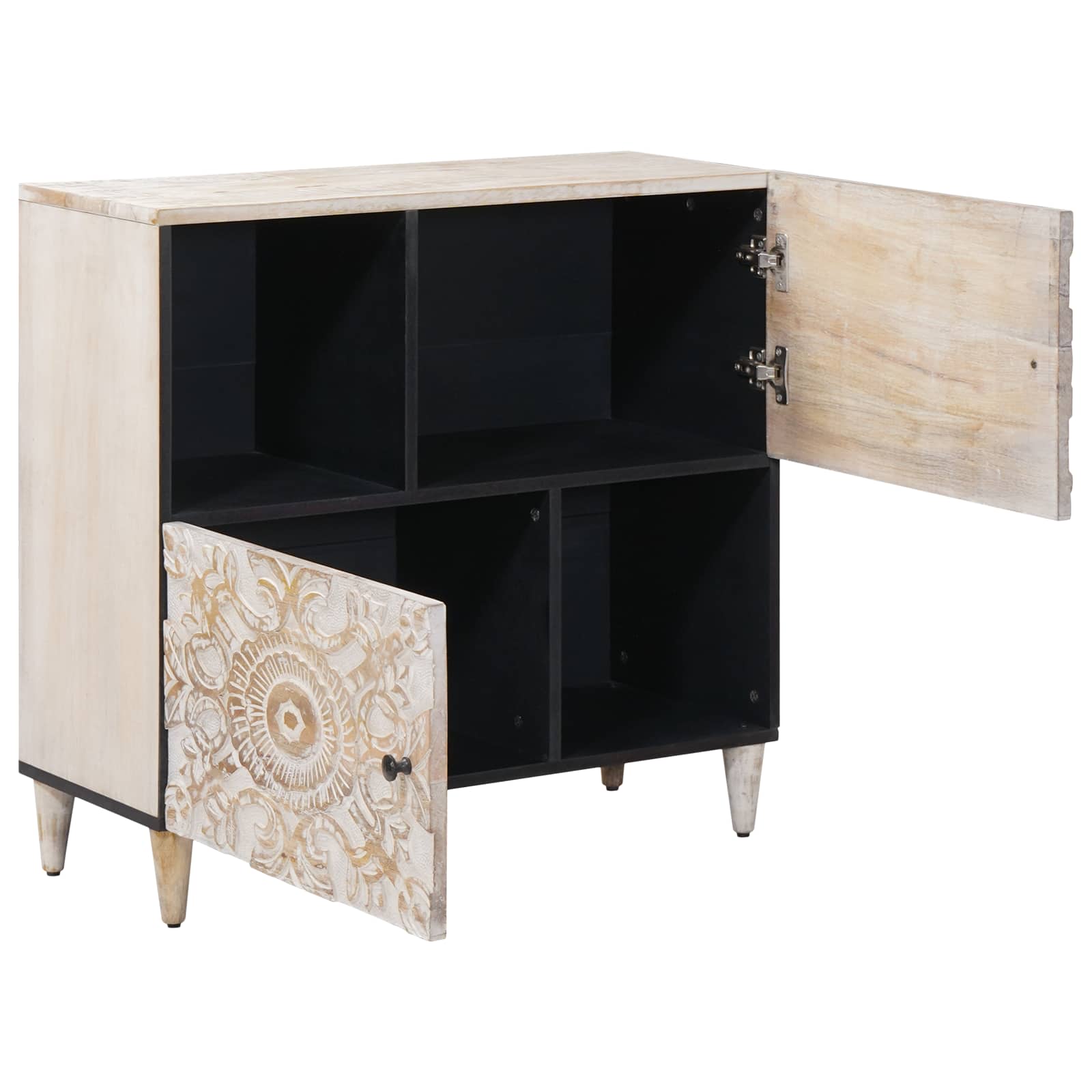 Buffet avec porte Blanc 80 x 33,5 x 75 cm Bois de mangue massif - XIOS