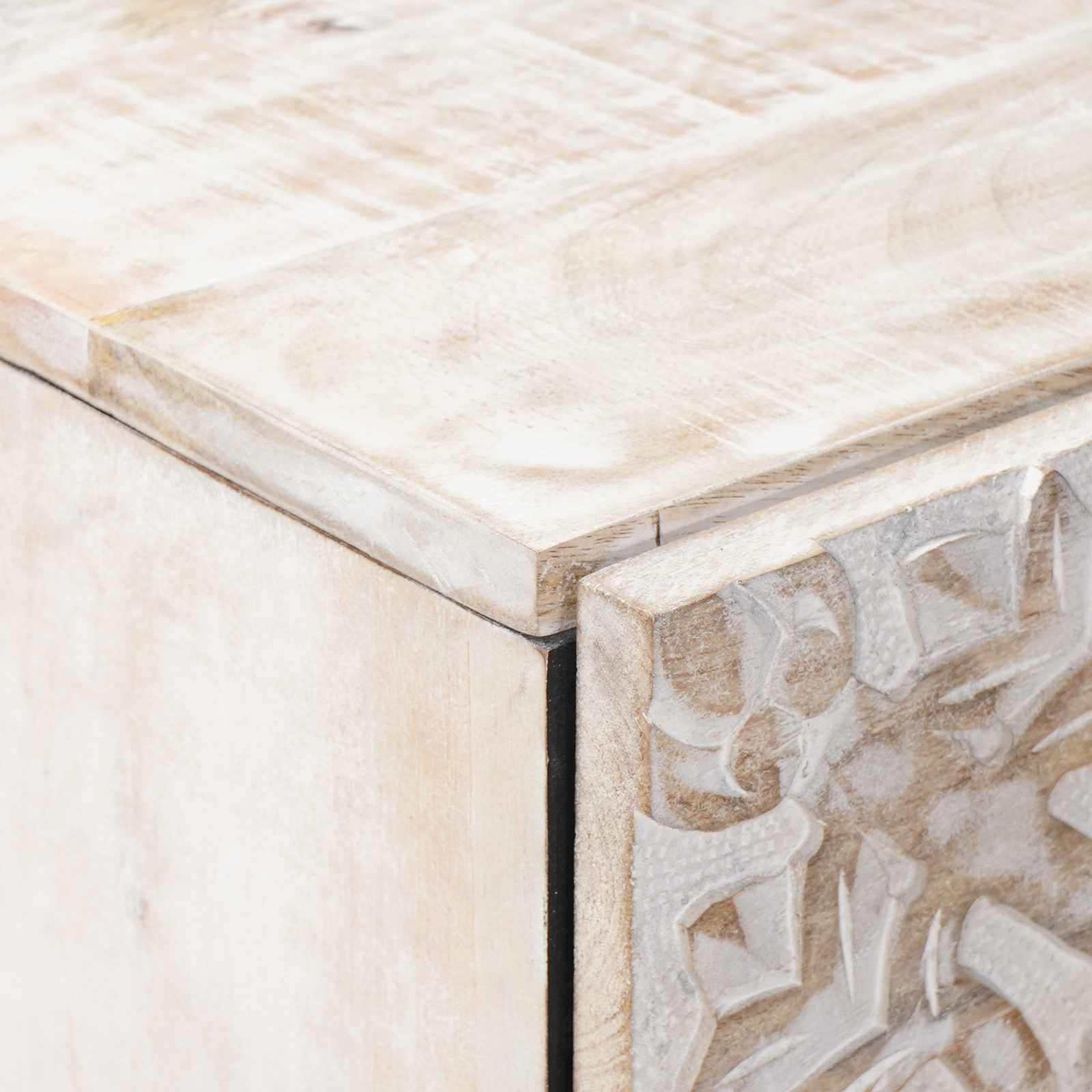 Buffet Haut Blanc 40 x 33,5 x 110 cm Bois de mangue massif - XIOS